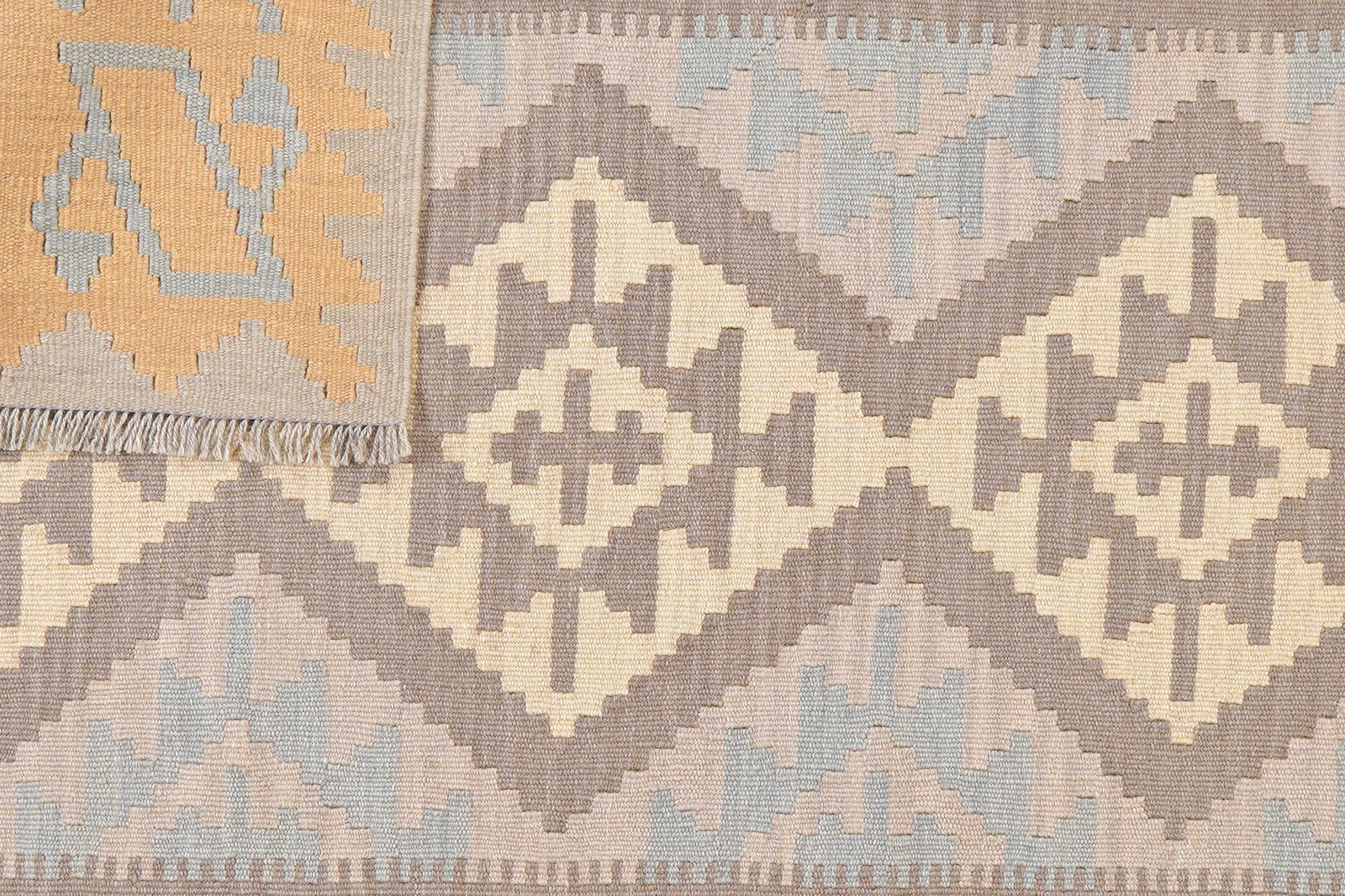Kelim Gashgai — Handmade, 125x182 cm, Grey, 100% Virgin Wool | View 6
