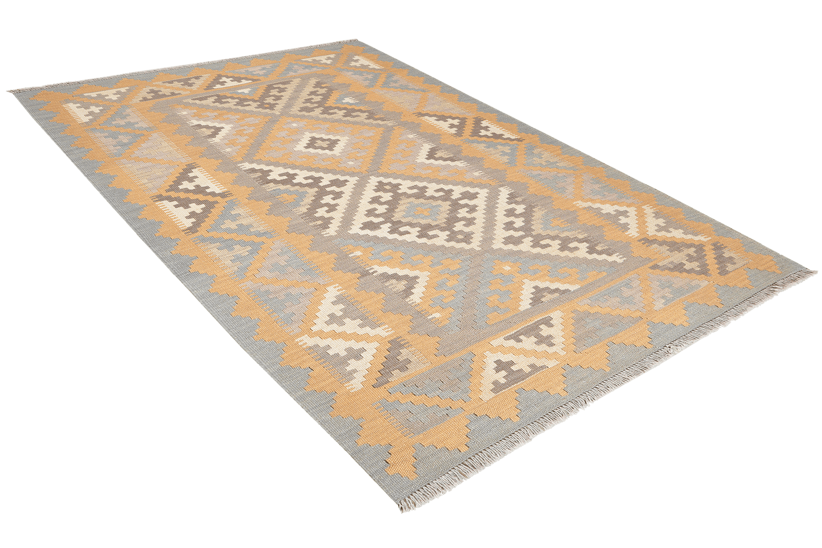 Kelim Gashgai — Handmade, 122x173 cm, Grey, 100% Virgin Wool | View 4