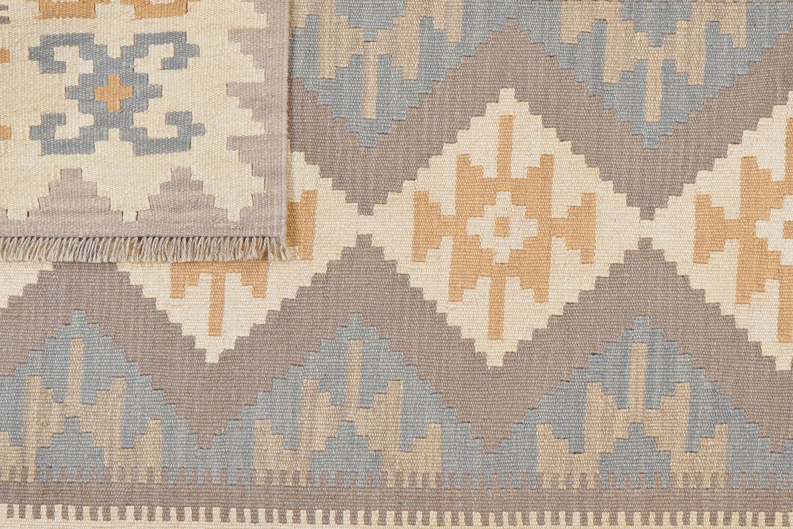 Kelim Gashgai — Handmade, 124x179 cm, Grey, 100% Virgin Wool | View 6