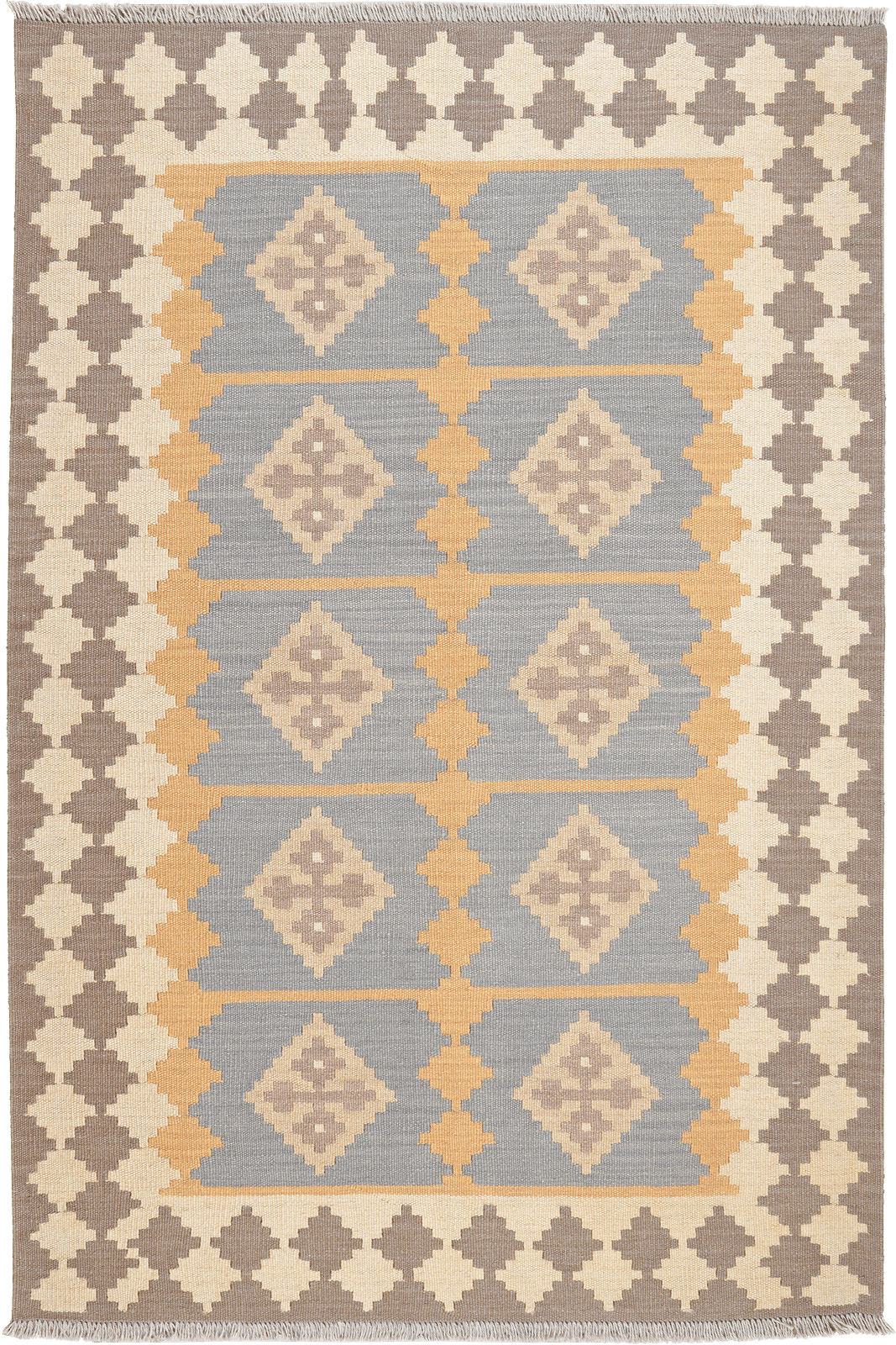 Kelim Gashgai — Handmade, 119x180 cm, Yellow, 100% Virgin Wool | Main view