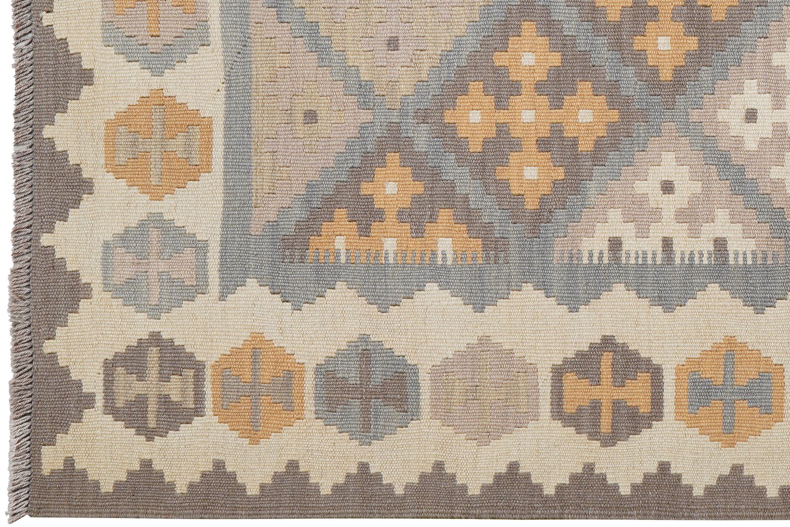 Kelim Gashgai — Handmade, 122x180 cm, Grey, 100% Virgin Wool | View 3