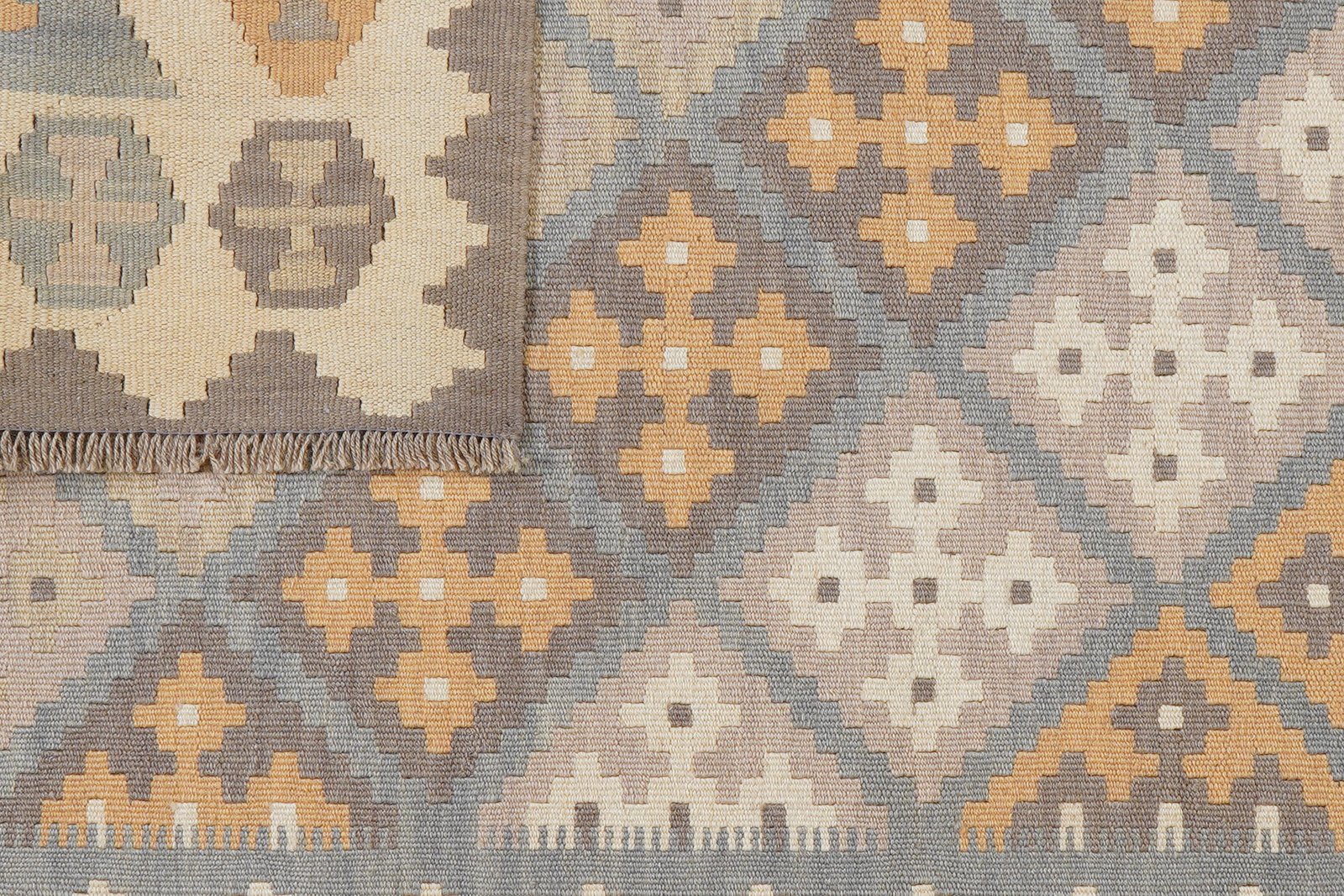 Kelim Gashgai — Handmade, 122x180 cm, Grey, 100% Virgin Wool | View 6