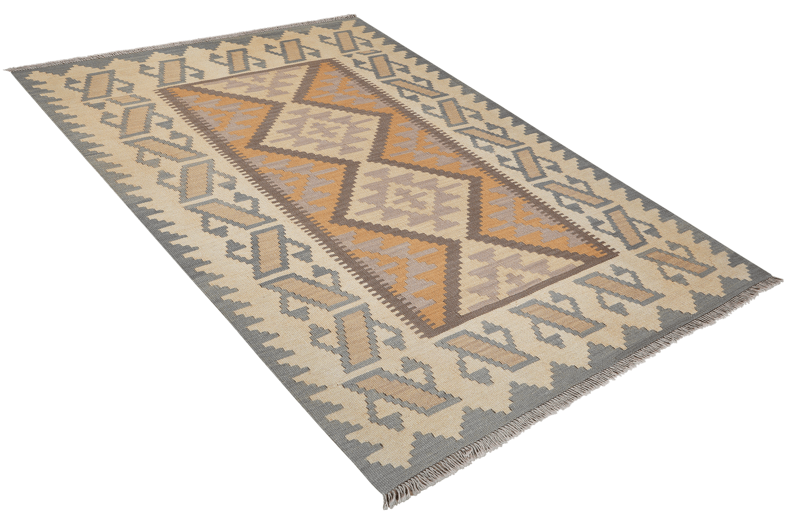 Kelim Gashgai — Handmade, 125x179 cm, Grey, 100% Virgin Wool | View 4