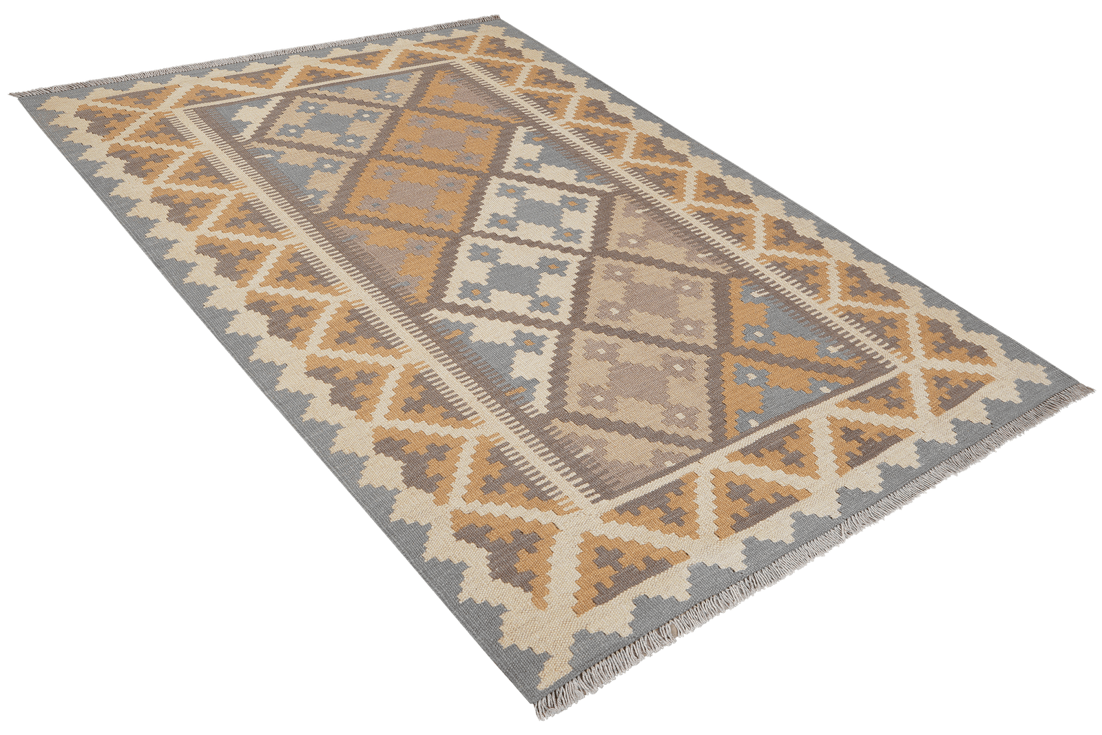 Kelim Gashgai — Handmade, 126x178 cm, Grey, 100% Virgin Wool | View 4