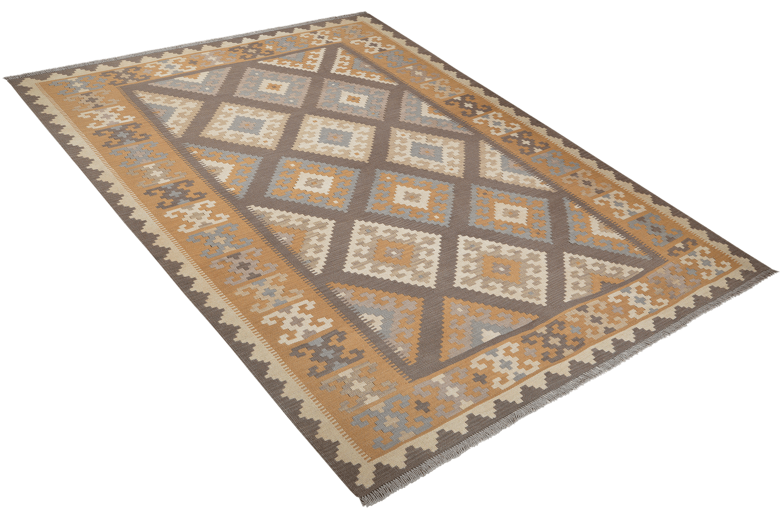 Kelim Gashgai — Handmade, 185x246 cm, Grey, 100% Virgin Wool | View 4