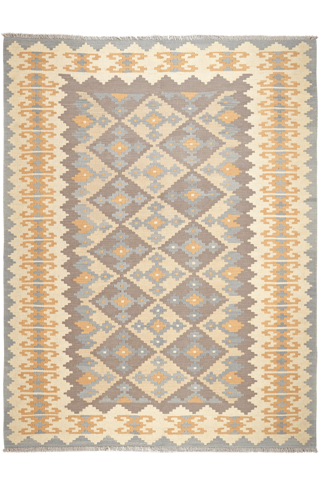 Kelim Gashgai — Handmade, 168x229 cm, Grey, 100% Virgin Wool | Main view