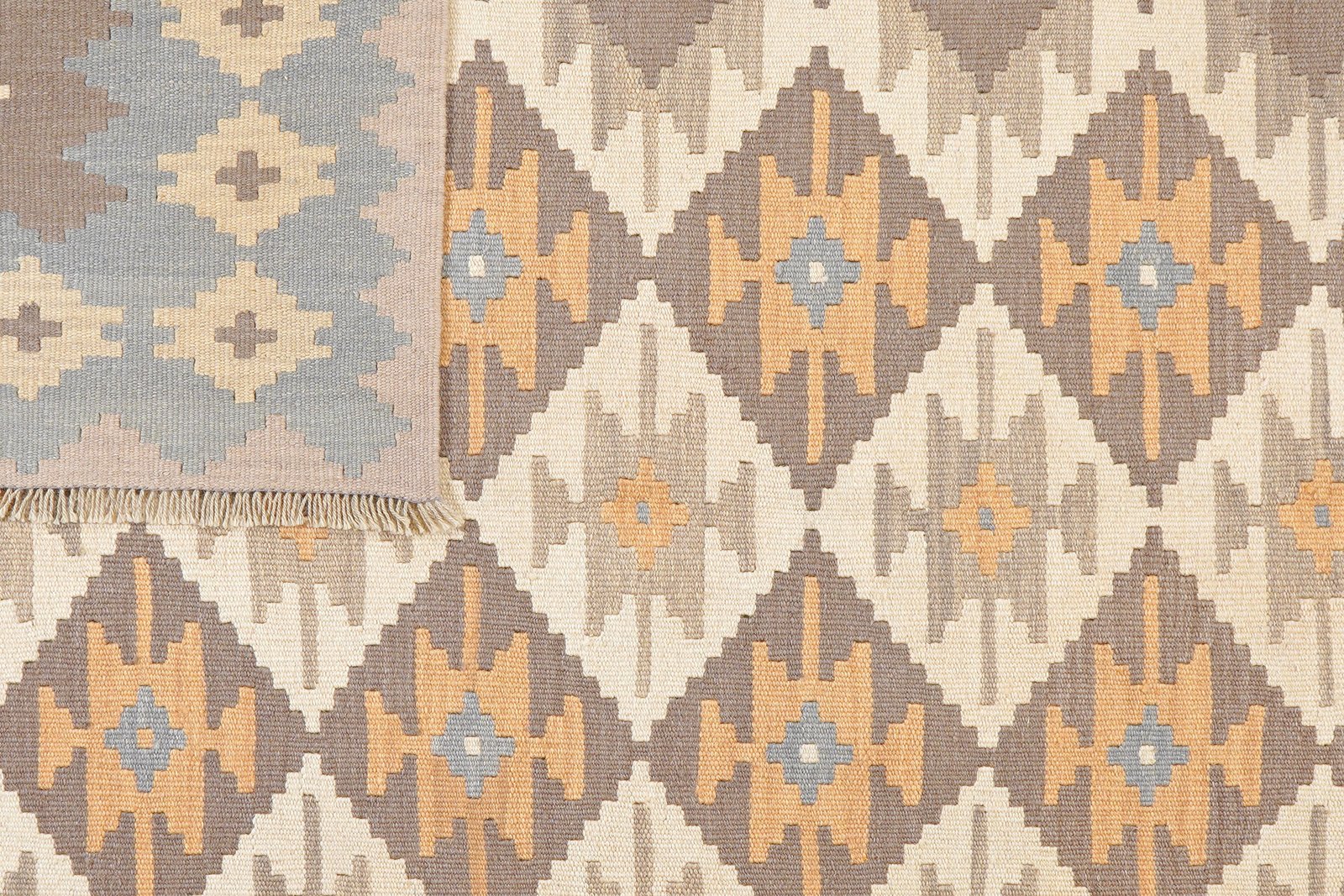 Kelim Gashgai — Handmade, 170x232 cm, Beige, 100% Virgin Wool | View 6