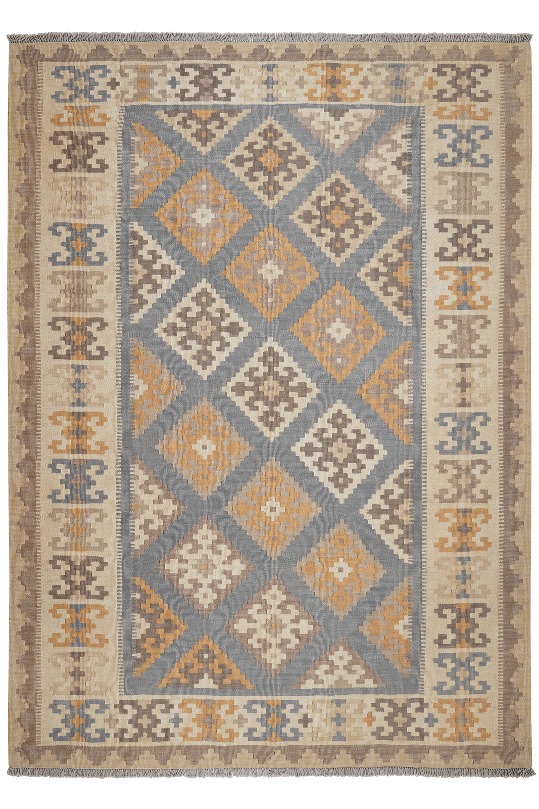 Kelim Gashgai — Handmade, 178x250 cm, Grey, 100% Virgin Wool | Main view