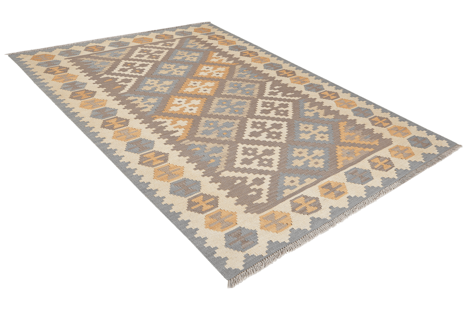 Kelim Gashgai — Handmade, 122x178 cm, Grey, 100% Virgin Wool | View 4