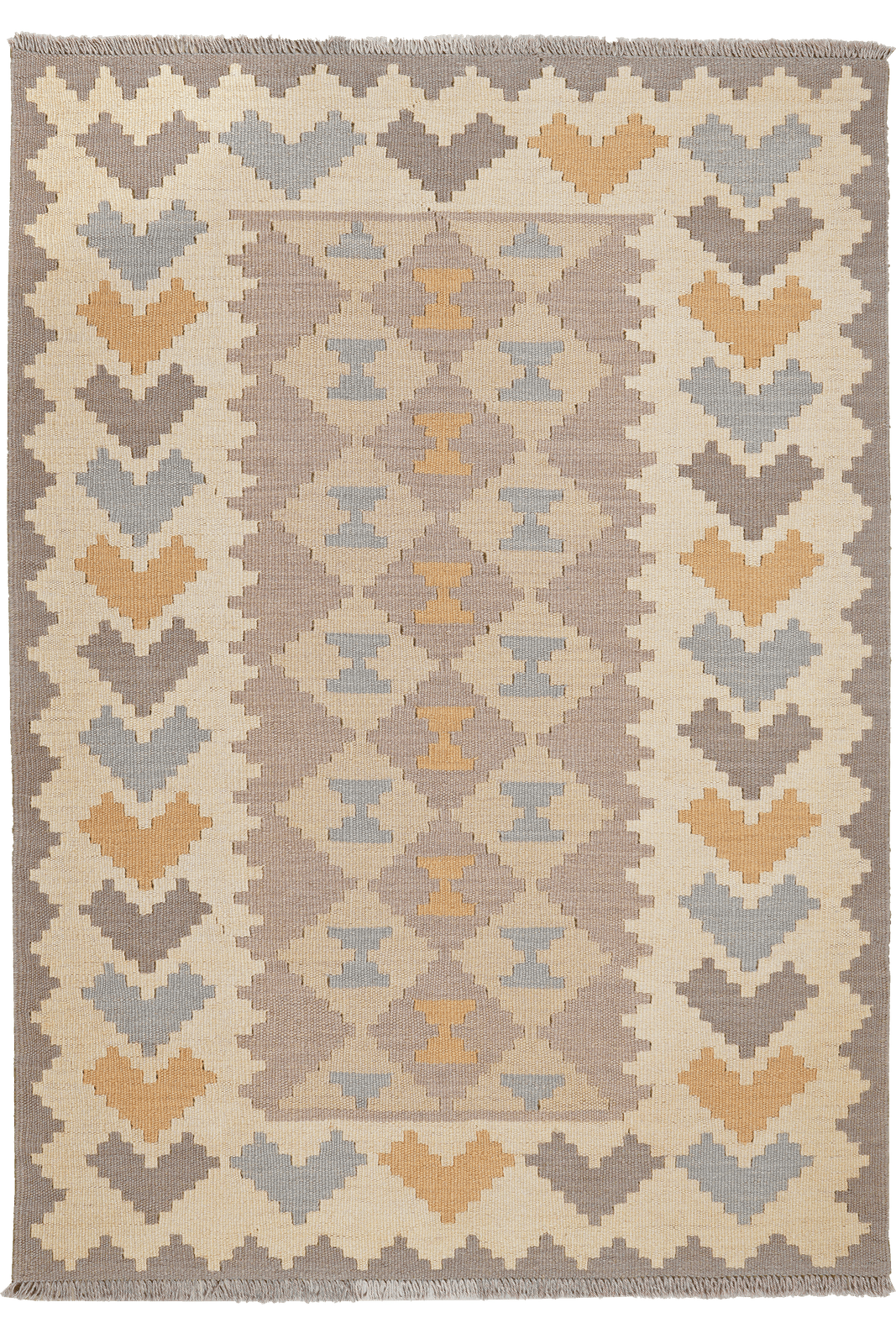 Kelim Gashgai — Handmade, 116x168 cm, Grey, 100% Virgin Wool | Main view