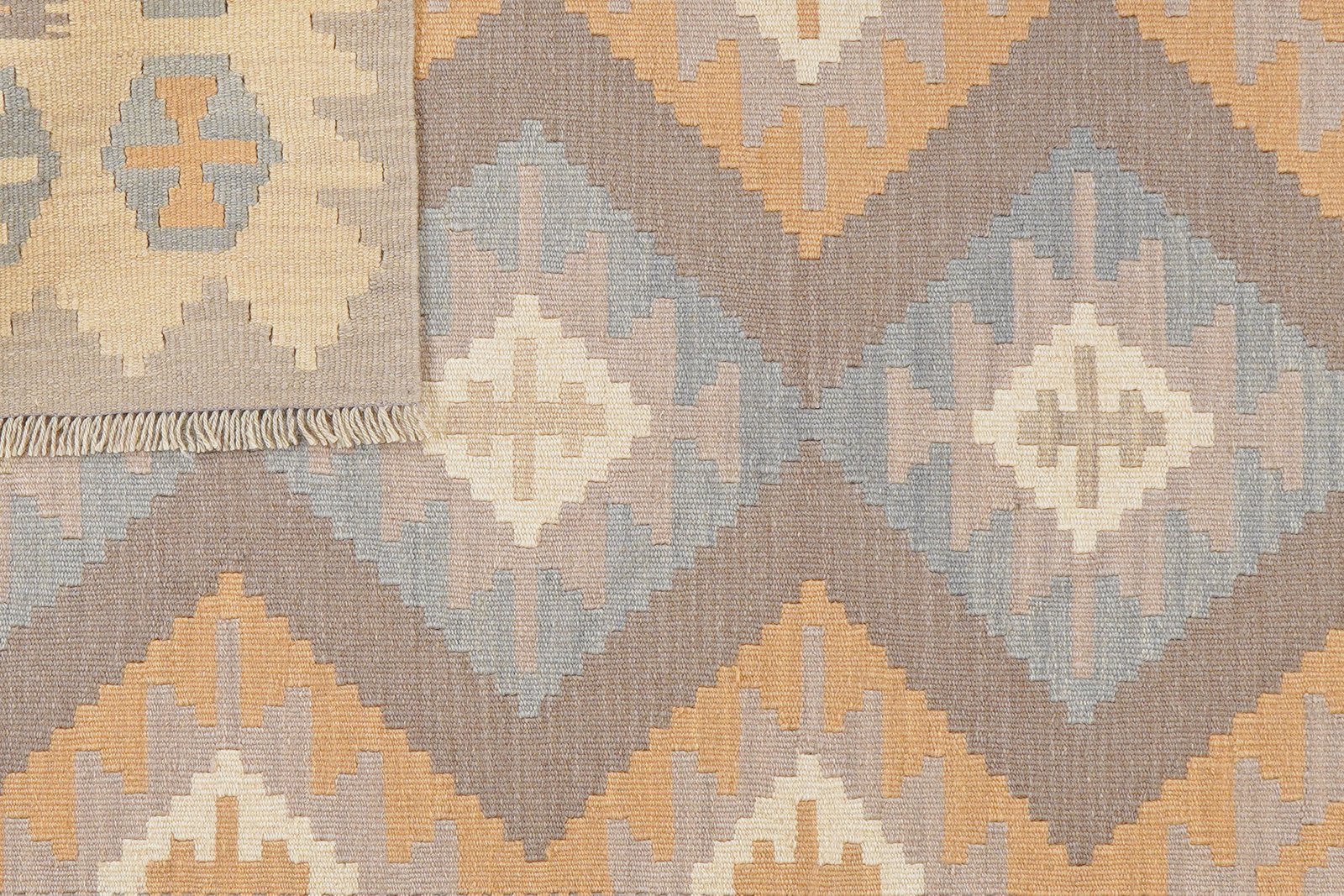 Kelim Gashgai — Handmade, 122x176 cm, Grey, 100% Virgin Wool | View 6