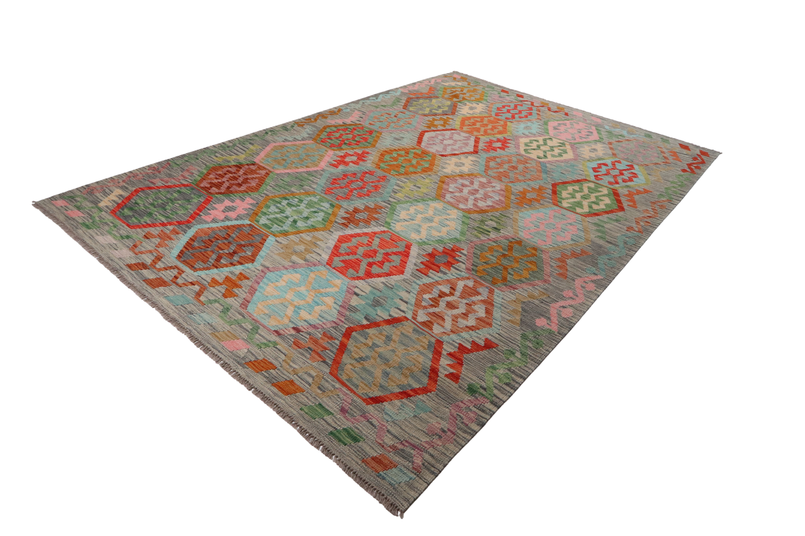 Kelim Sahara — Handgefertigt, 294x202 cm, Bunt, 100% Virgin Wool | View 7