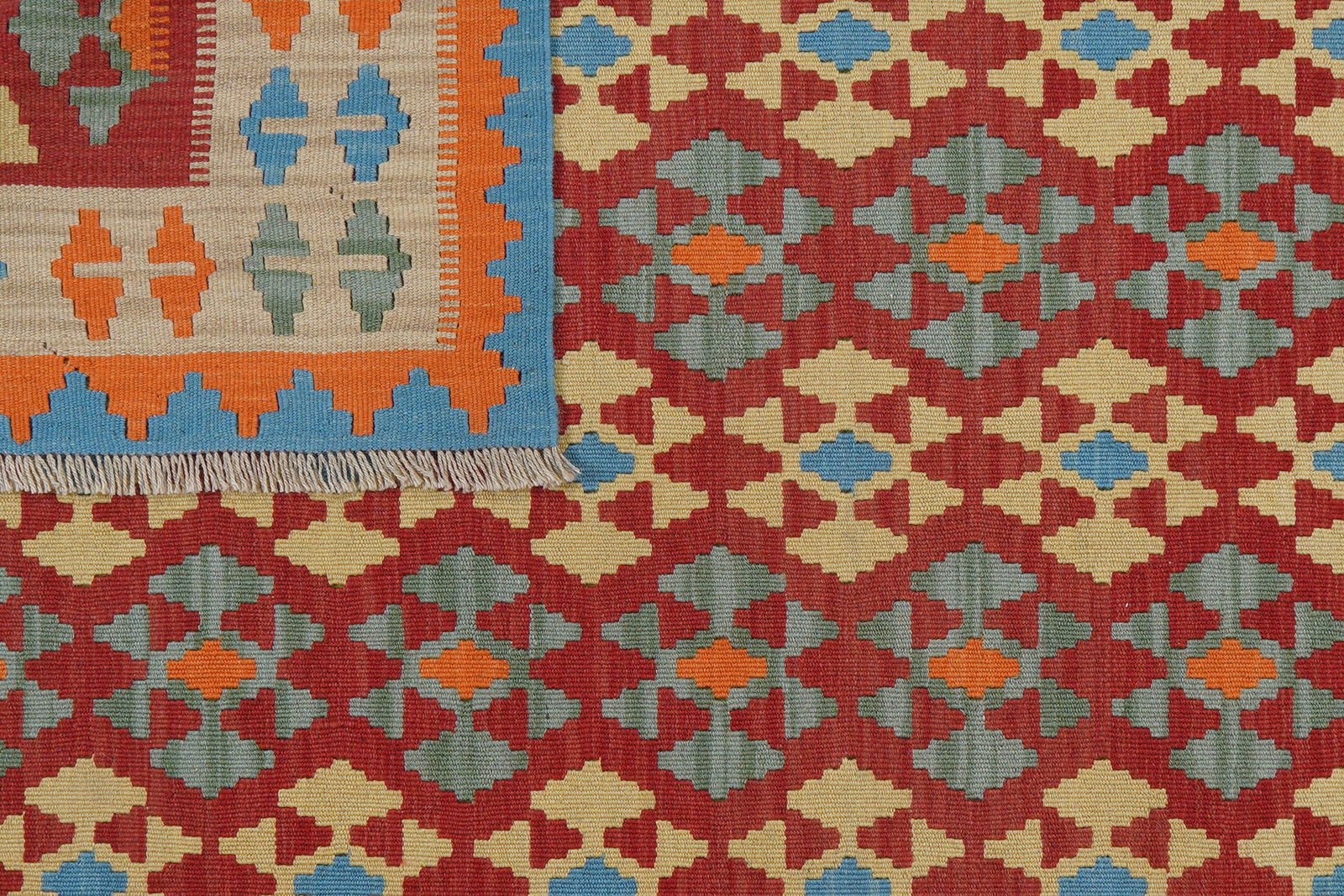 Kelim Gashgai — Handgefertigt, 199x157 cm, Beige, 100% Virgin Wool | View 7