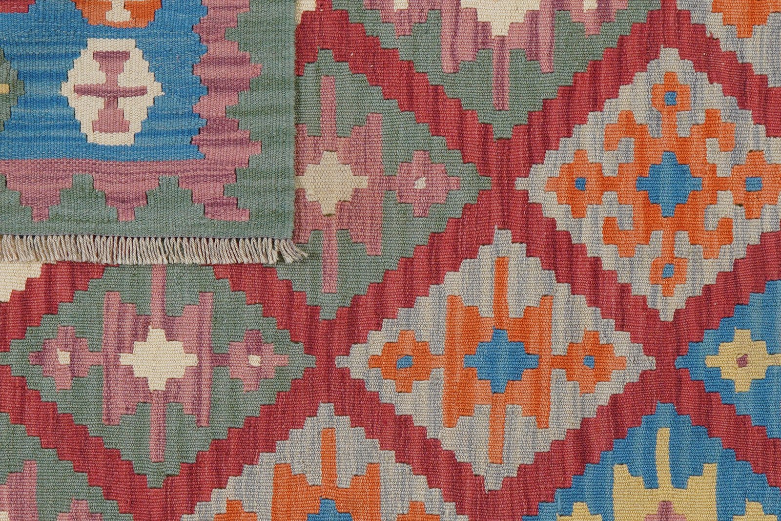 Kelim Gashgai — Handmade, 131x183 cm, Red, 100% Virgin Wool | View 6