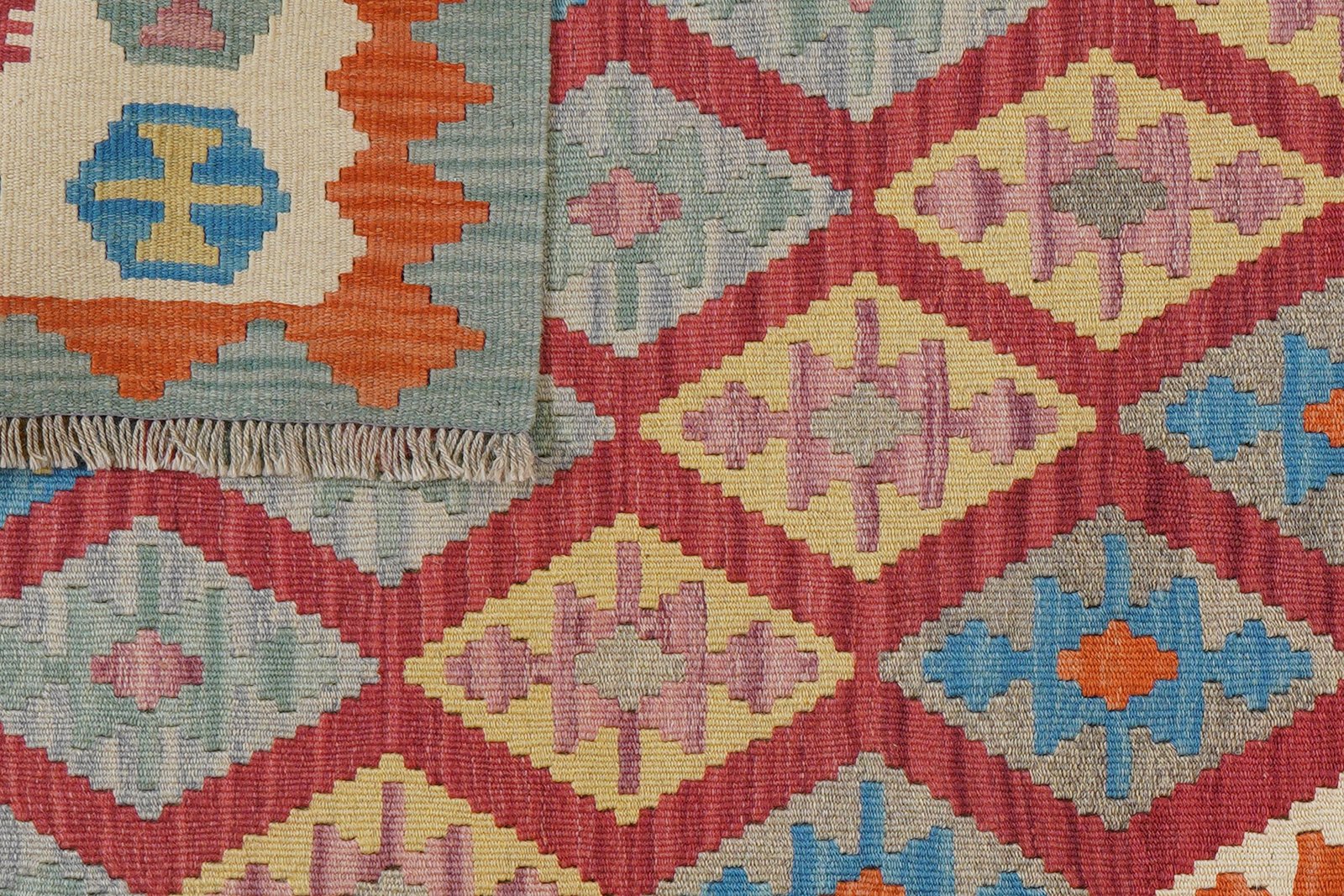 Kelim Gashgai — Handmade, 122x187 cm, Red, 100% Virgin Wool | View 6