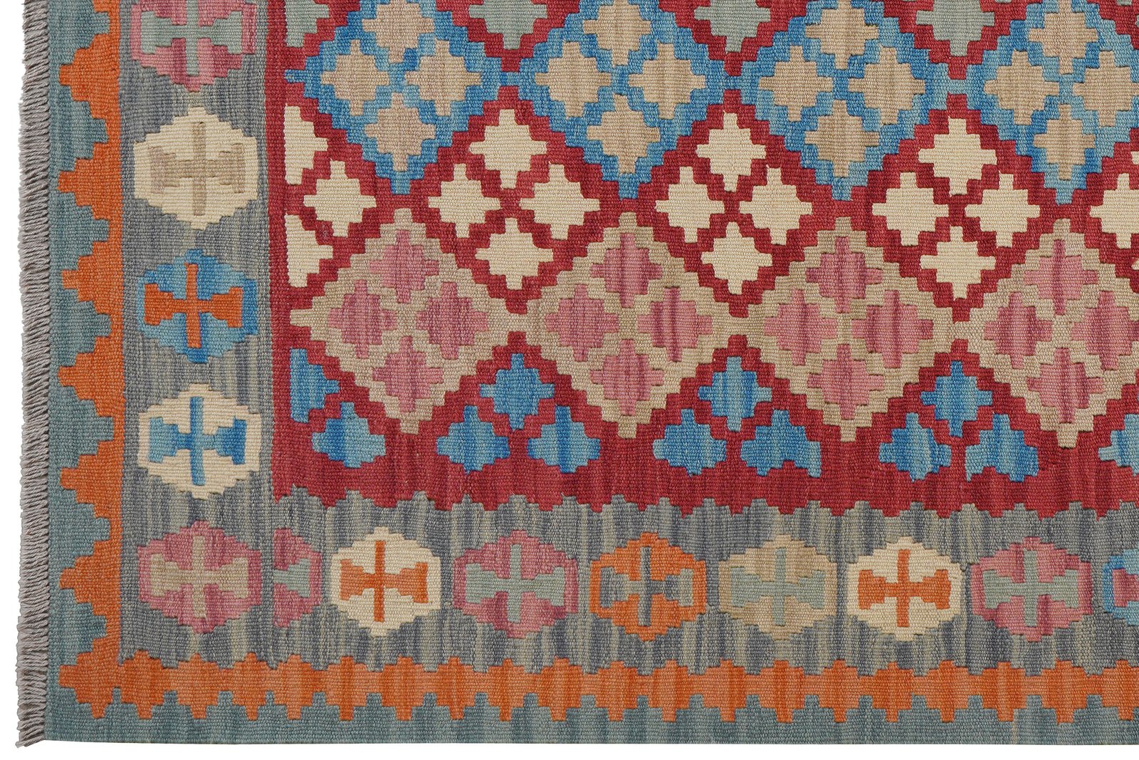 Kelim Gashgai — Handmade, 159x206 cm, Red, 100% Virgin Wool | View 3