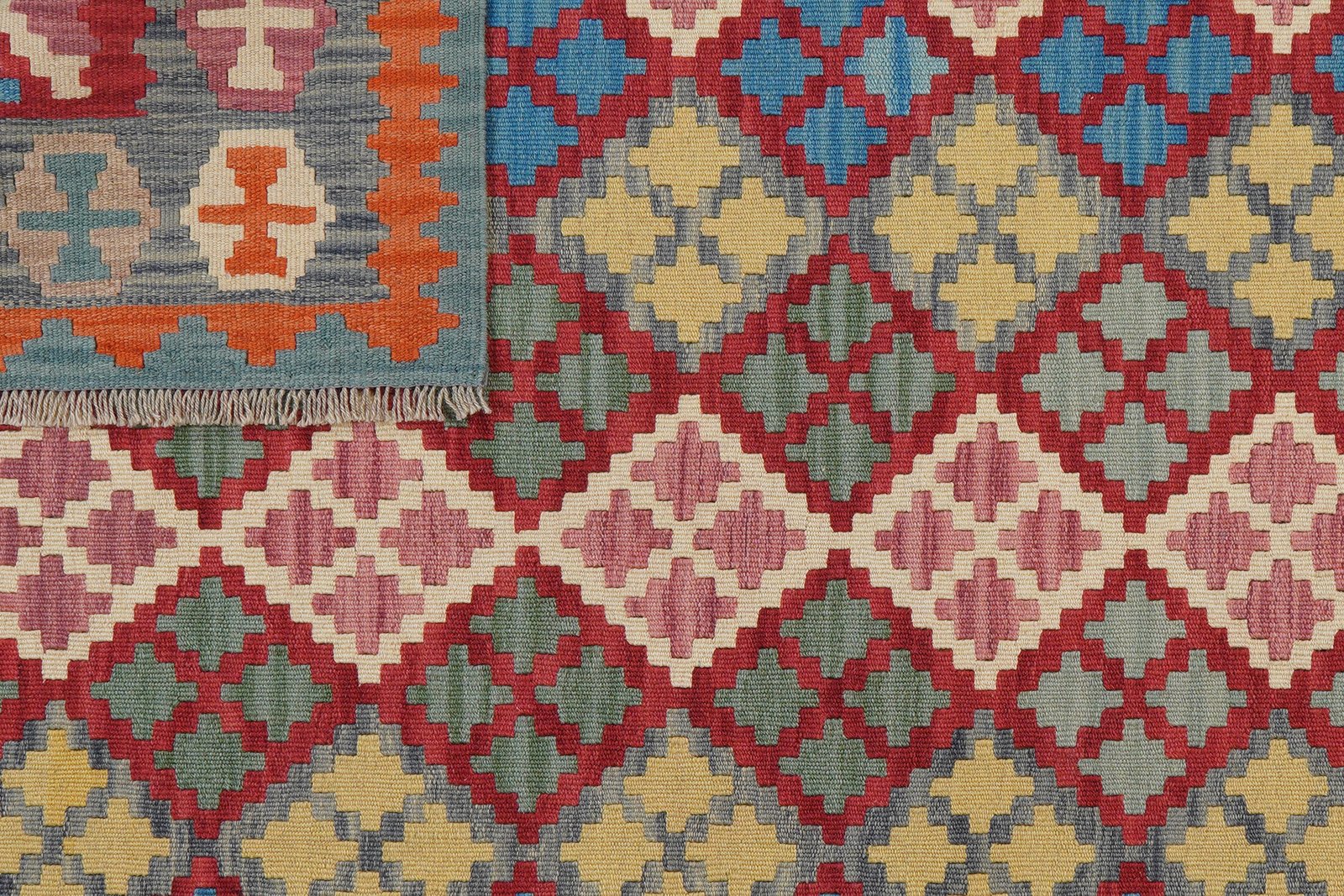 Kelim Gashgai — Handmade, 161x207 cm, Red, 100% Virgin Wool | View 6
