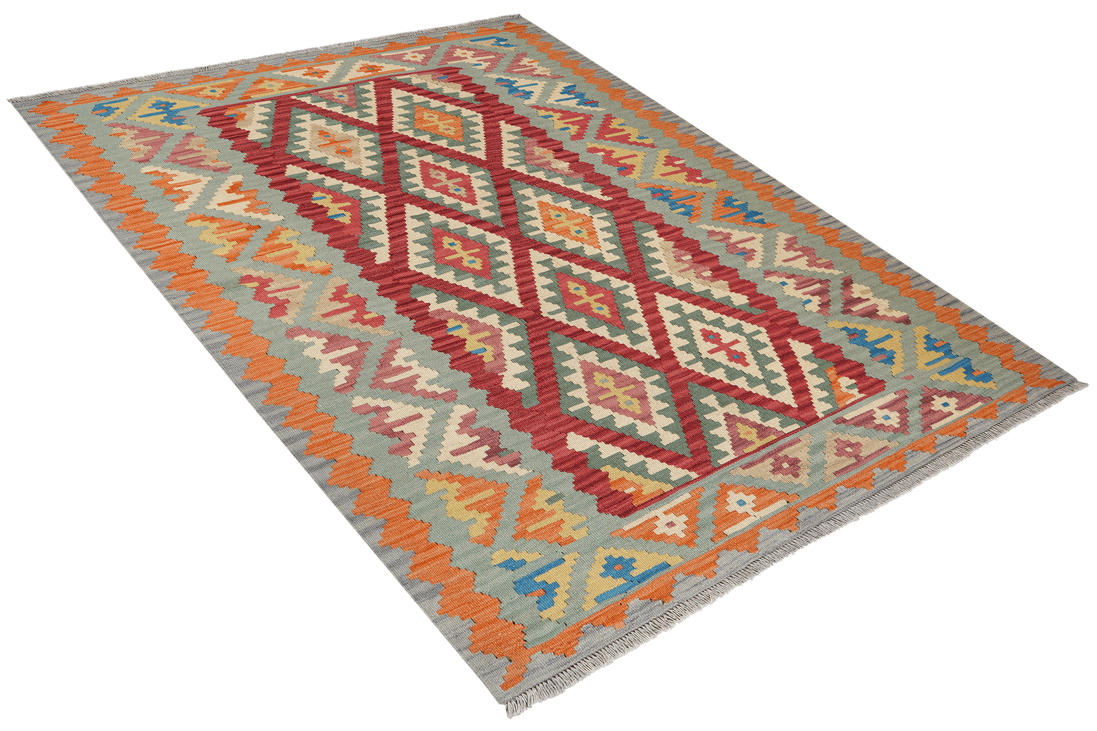 Kelim Gashgai — Handmade, 158x197 cm, Red, 100% Virgin Wool | View 4