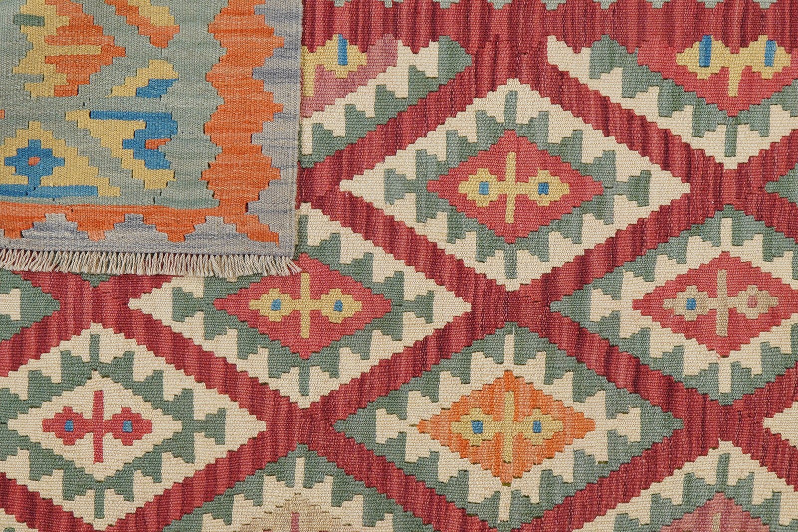 Kelim Gashgai — Handmade, 158x197 cm, Red, 100% Virgin Wool | View 6