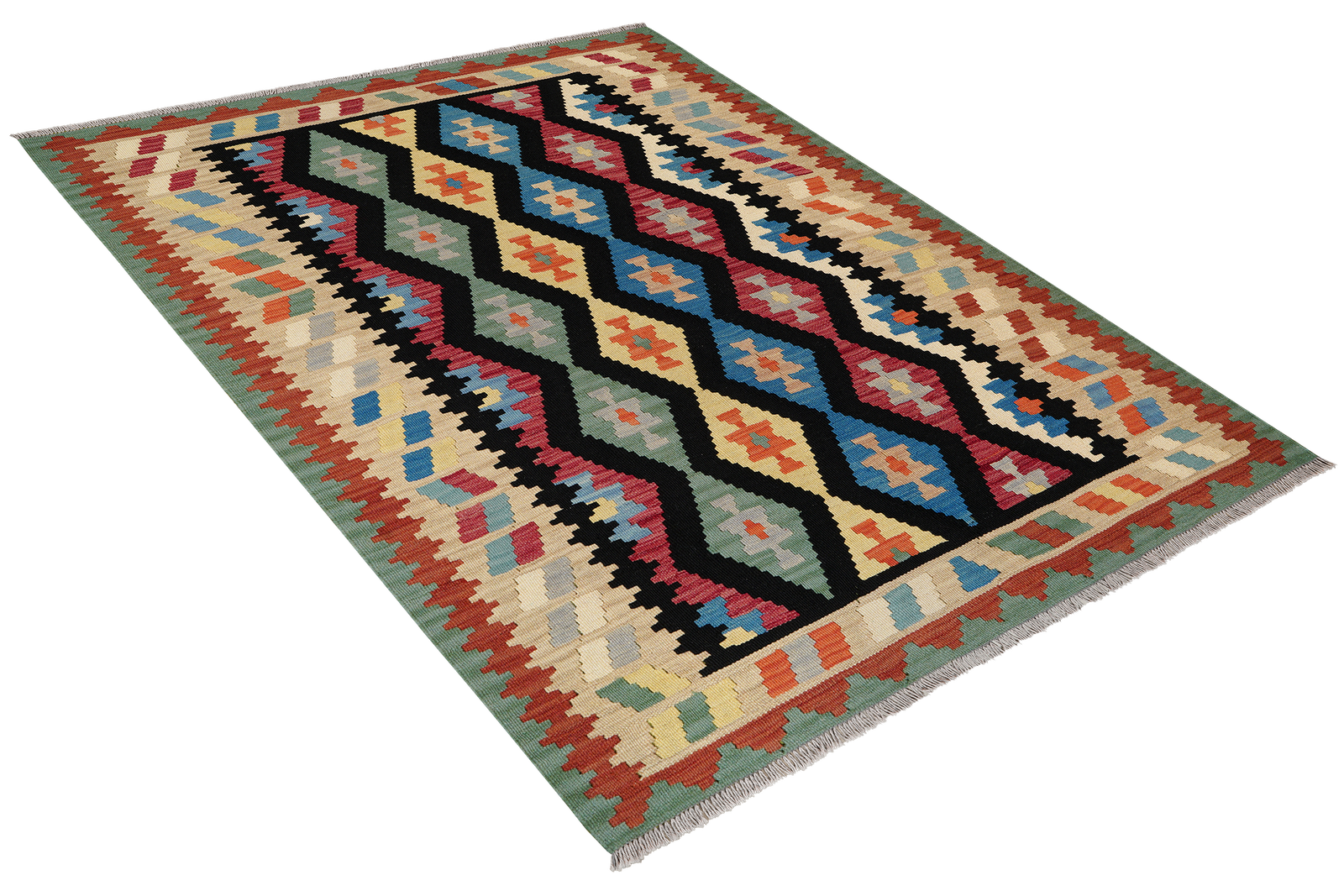 Kelim Gashgai — Handgefertigt, 197x157 cm, Beige, 100% Virgin Wool | View 5