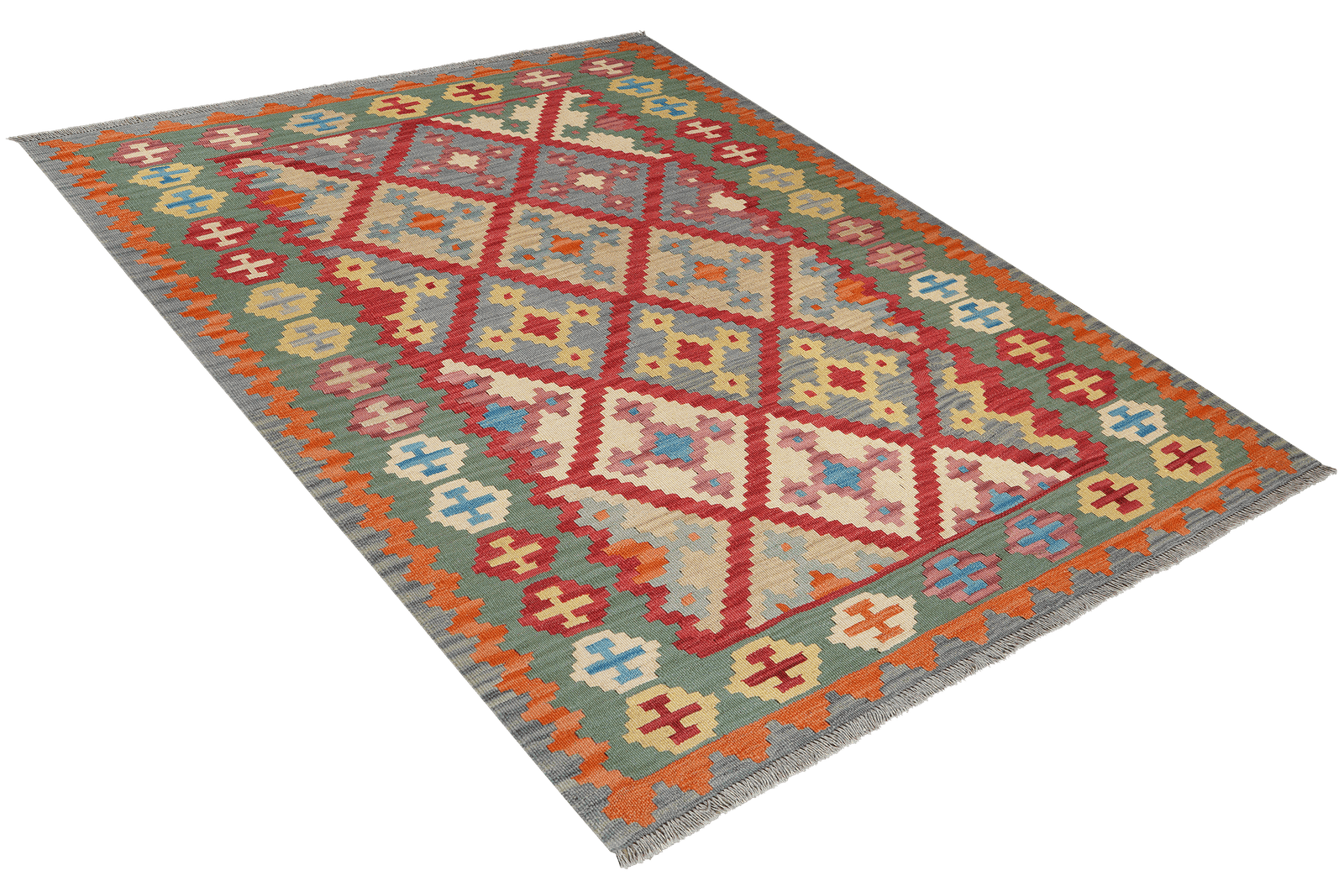 Kelim Gashgai — Handmade, 158x197 cm, Red, 100% Virgin Wool | View 4