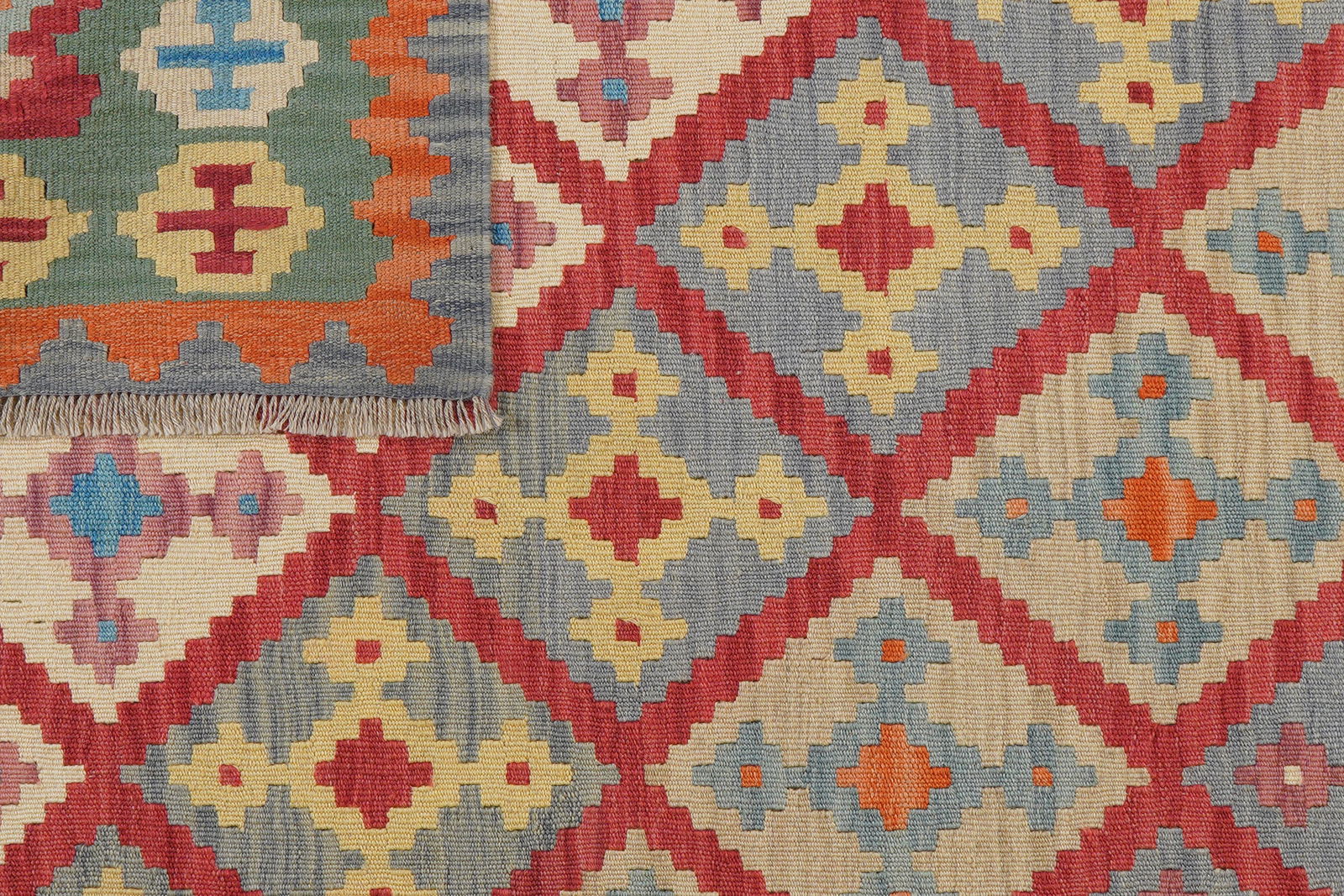 Kelim Gashgai — Handgefertigt, 197x158 cm, Grün, 100% Virgin Wool | View 7