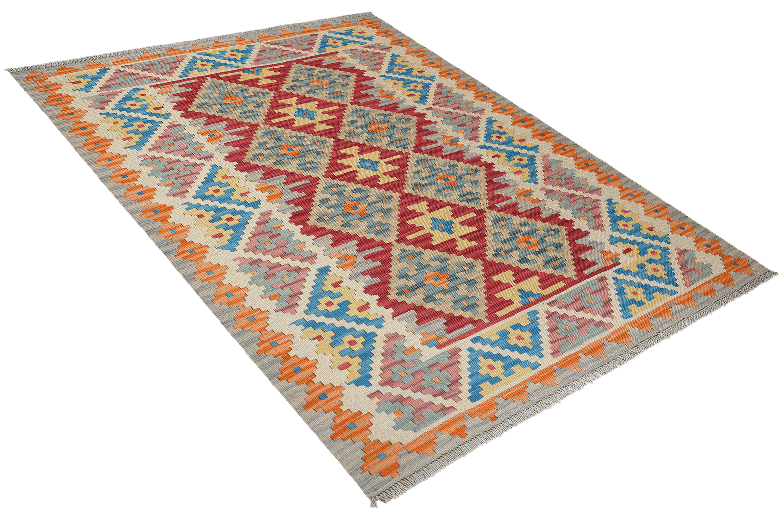 Kelim Gashgai — Handmade, 156x202 cm, Red, 100% Virgin Wool | View 4