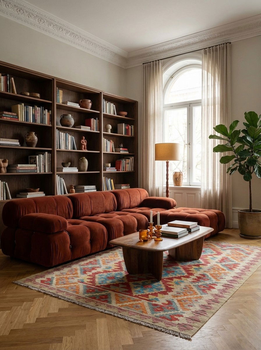 Kelim Gashgai — Handgefertigt, 197x155 cm, Beige, 100% Virgin Wool | Back view