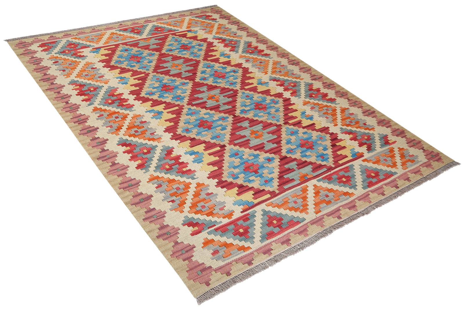 Kelim Gashgai — Handgefertigt, 197x155 cm, Beige, 100% Virgin Wool | View 5