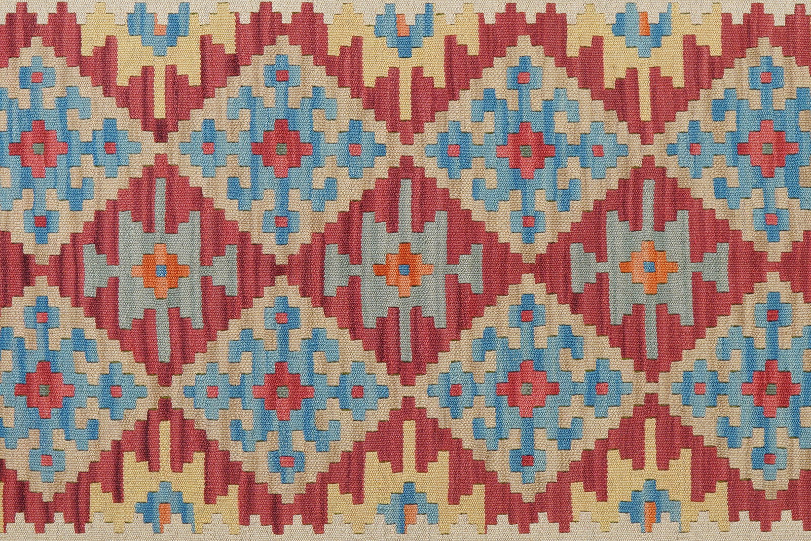 Kelim Gashgai — Handgefertigt, 197x155 cm, Beige, 100% Virgin Wool | View 6