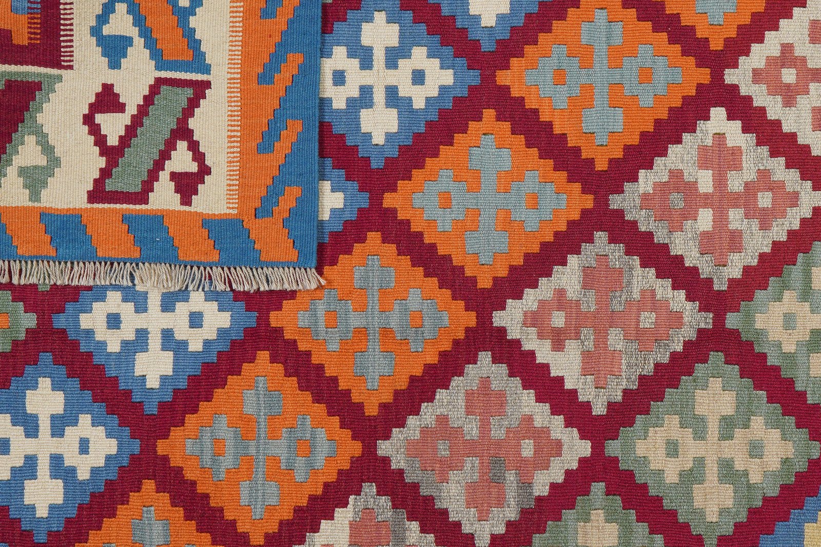 Kelim Gashgai — Handmade, 177x235 cm, Red, 100% Virgin Wool | View 6