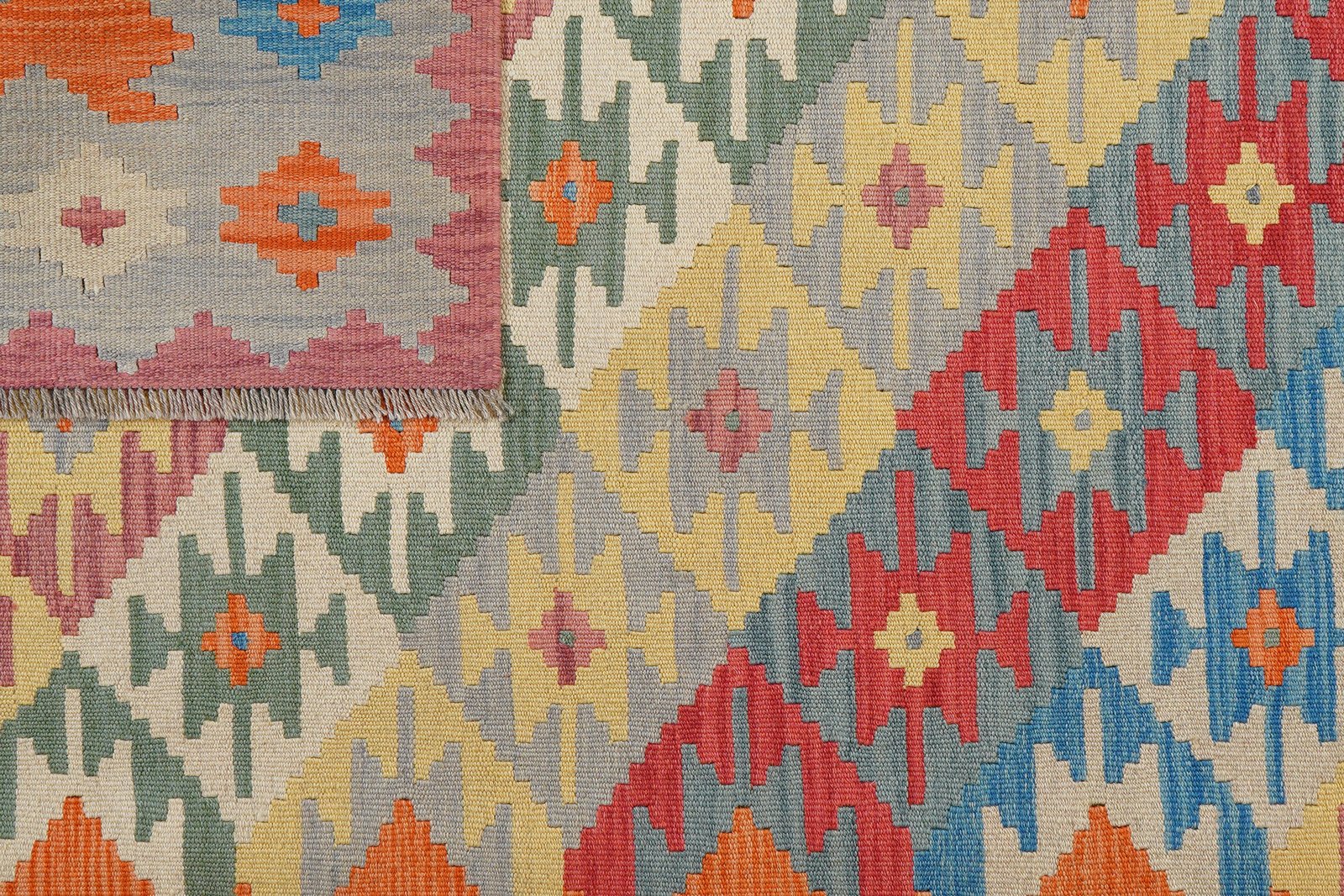 Kelim Gashgai — Handmade, 170x246 cm, Orange, 100% Virgin Wool | View 6