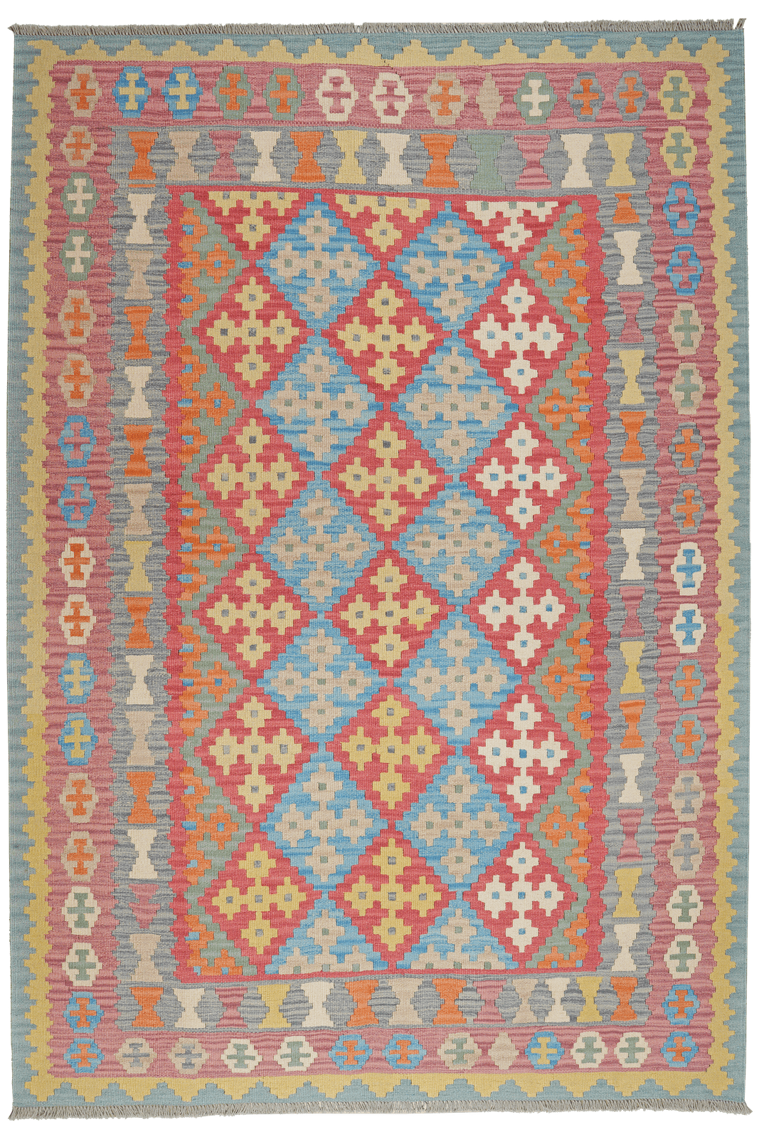 Kelim Gashgai — Handmade, 178x259 cm, Red, 100% Virgin Wool | Main view