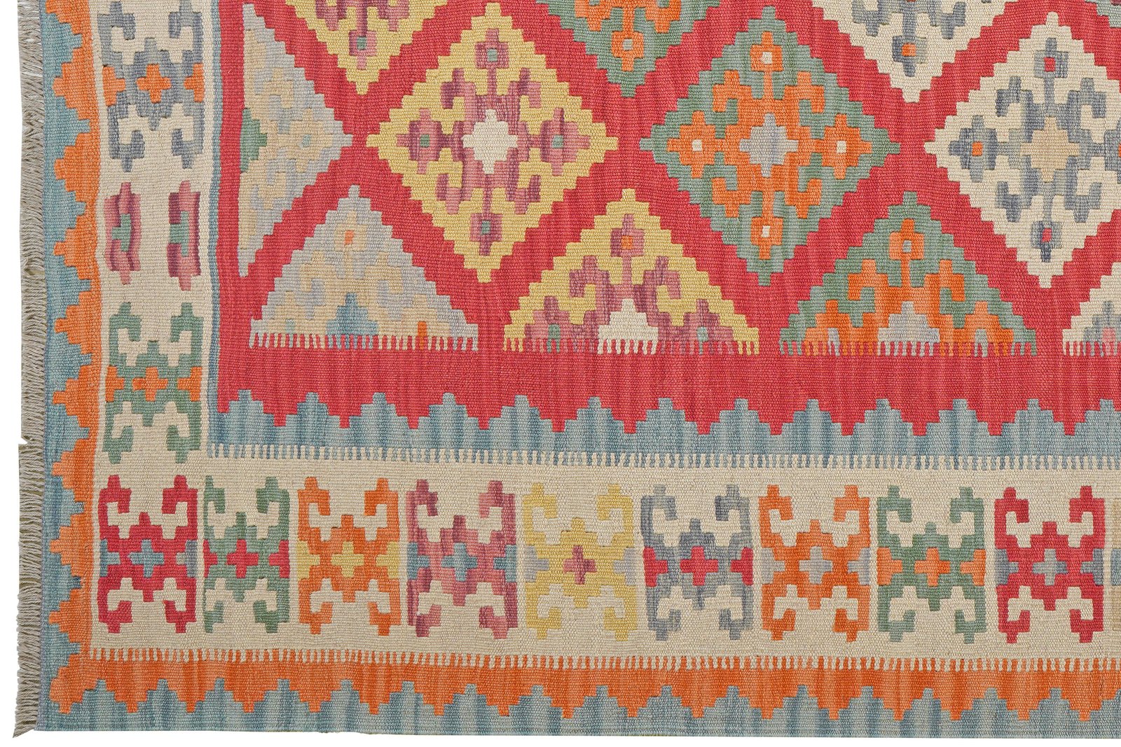 Kelim Gashgai — Handmade, 183x246 cm, Red, 100% Virgin Wool | View 3