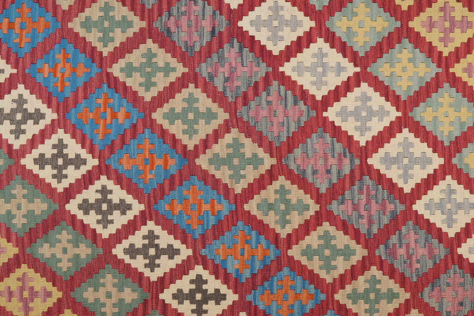 Kelim Gashgai — Handmade, 210x297 cm, Red, 100% Virgin Wool | View 5