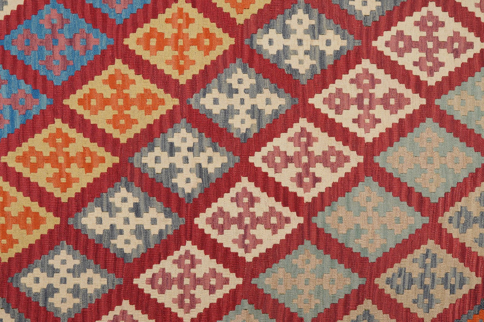 Kelim Gashgai — Handmade, 213x293 cm, Red, 100% Virgin Wool | View 5