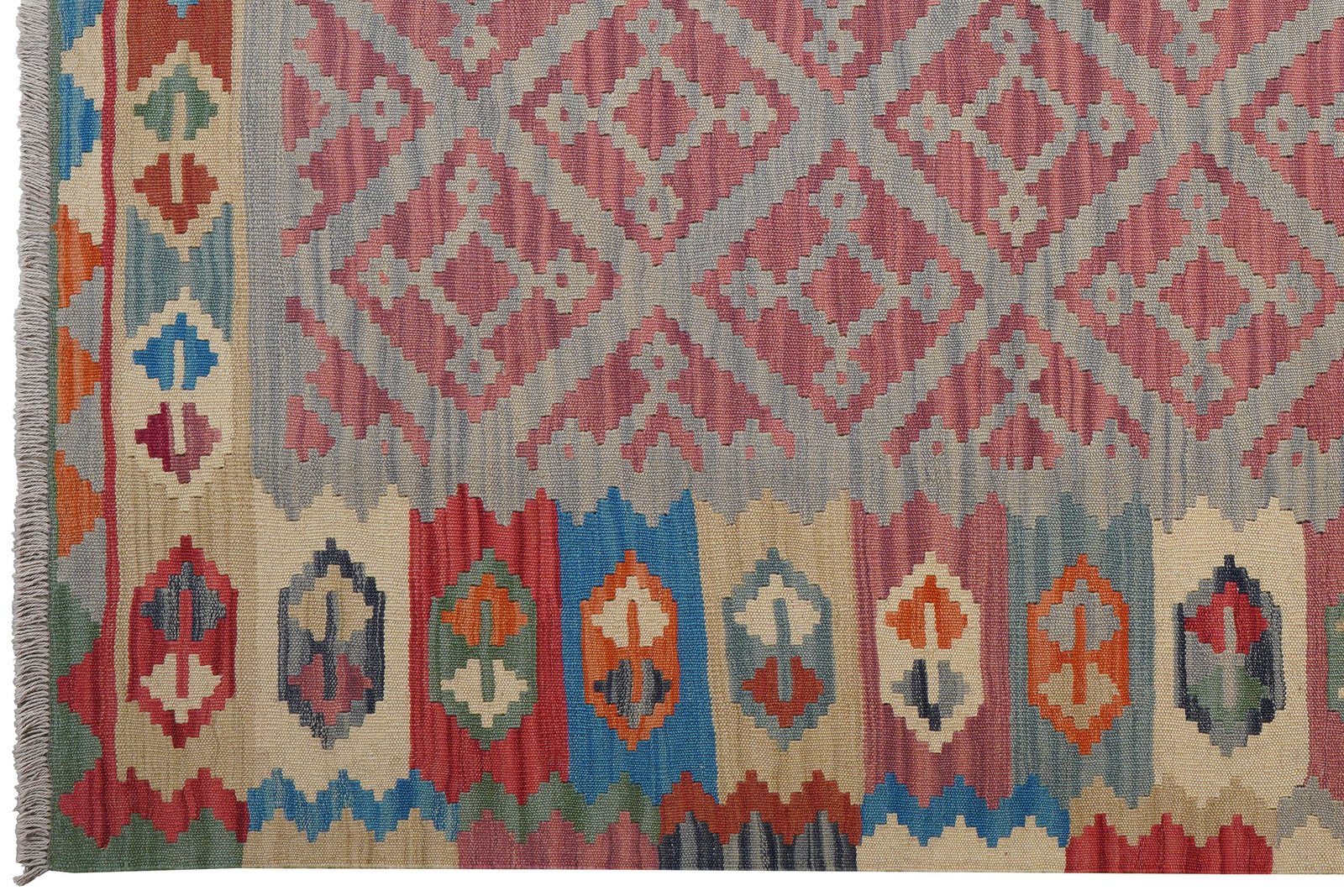 Kelim Gashgai — Handmade, 175x249 cm, Beige, 100% Virgin Wool | View 3