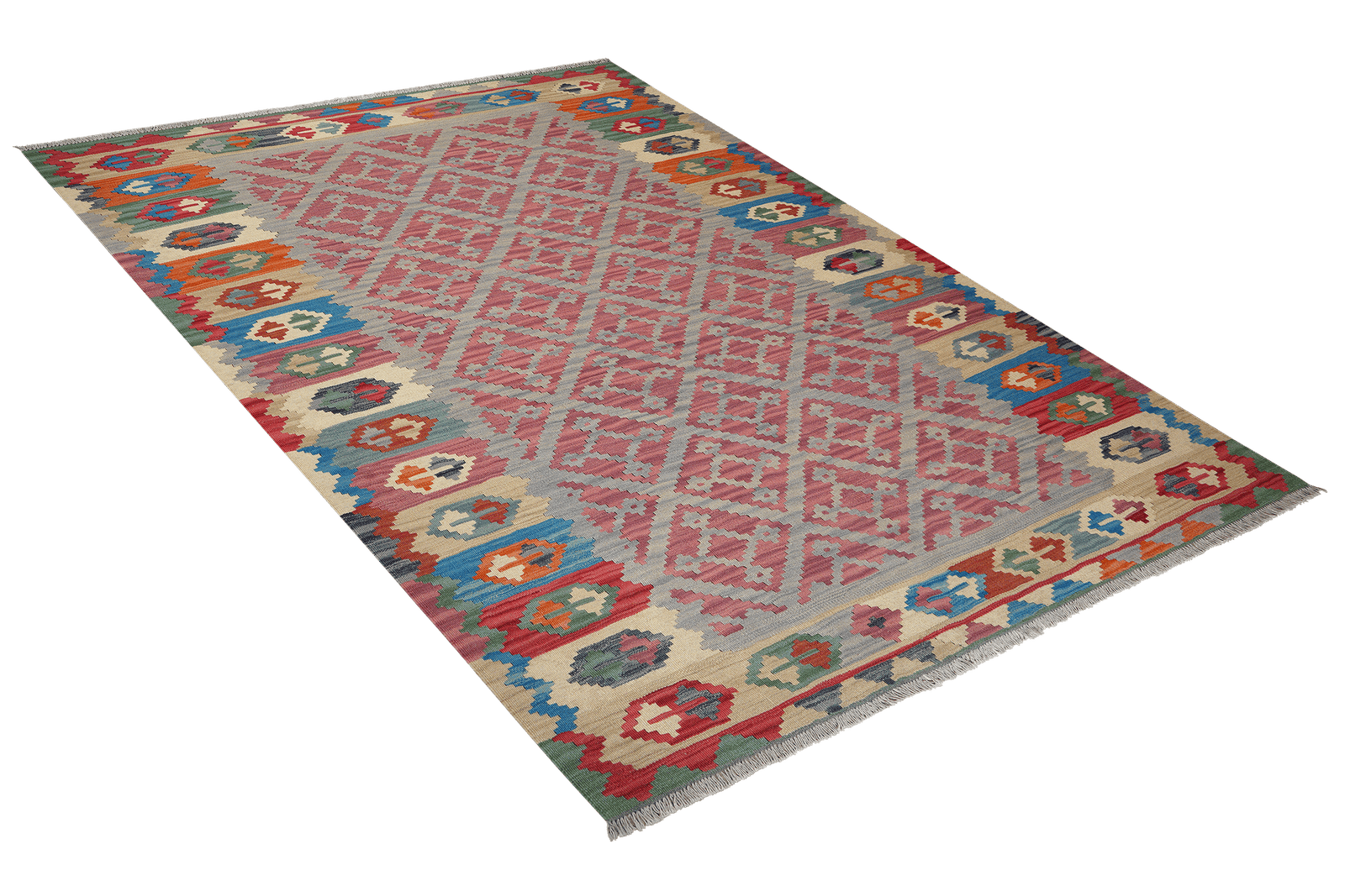 Kelim Gashgai — Handmade, 175x249 cm, Beige, 100% Virgin Wool | View 4