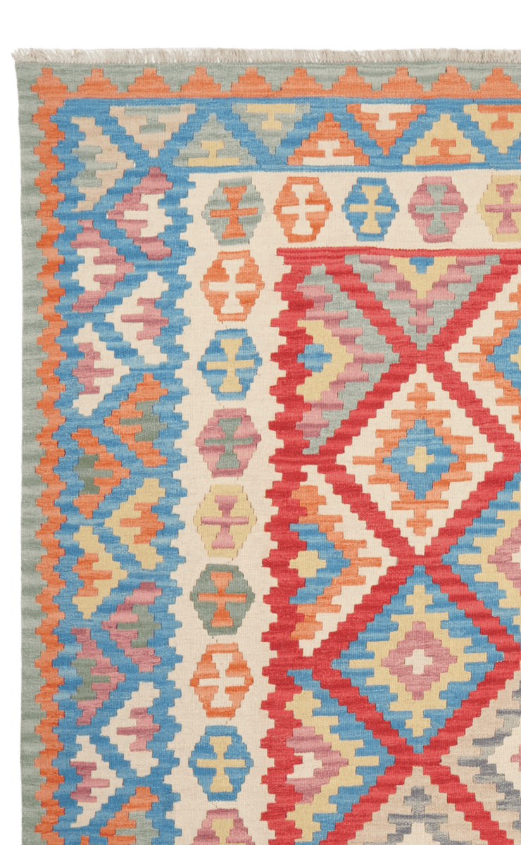 Kelim Gashgai — Handmade, 261x354 cm, Red, 100% Virgin Wool | View 3