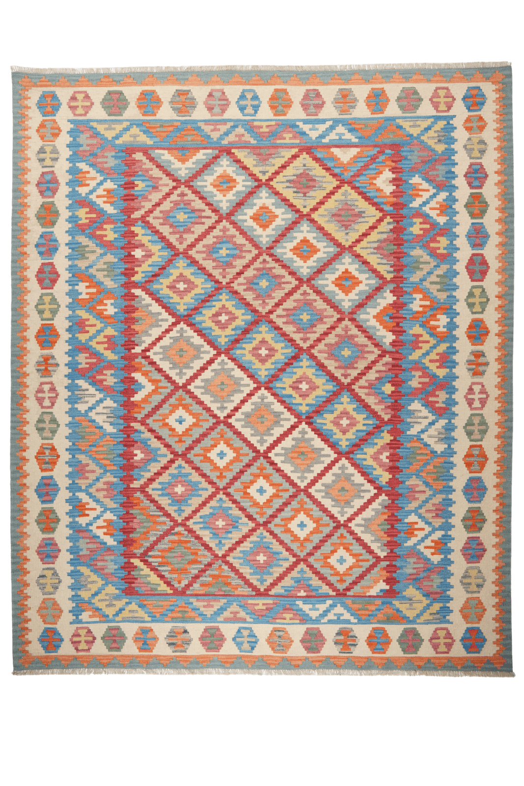 Kelim Gashgai — Handmade, 253x308 cm, Red, 100% Virgin Wool | Main view