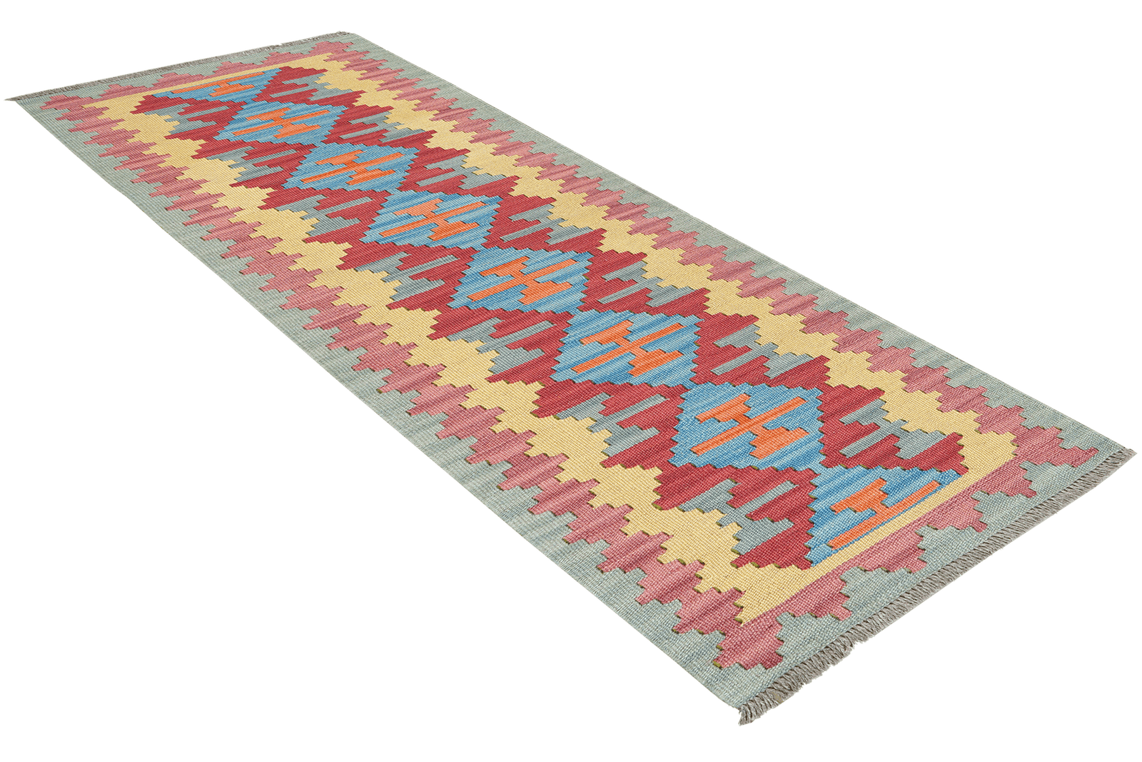 Kelim Gashgai — Handmade, 59x195 cm, Red, 100% Virgin Wool | View 4