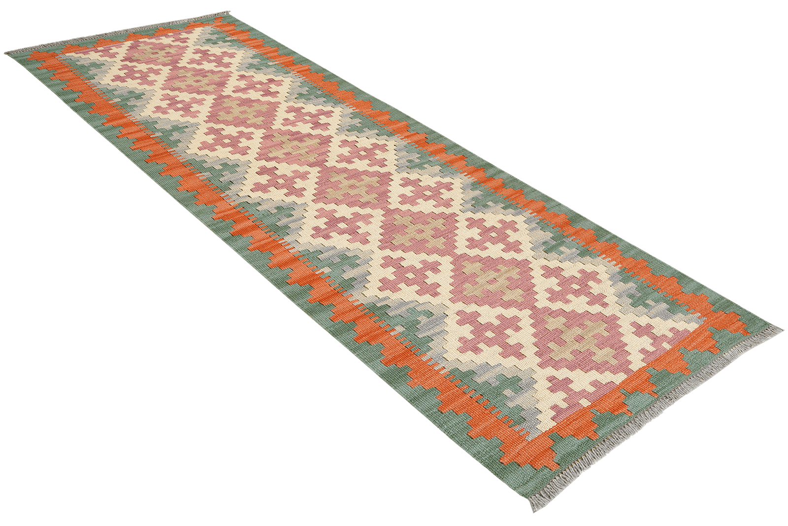 Kelim Gashgai — Handmade, 60x197 cm, Beige, 100% Virgin Wool | View 4