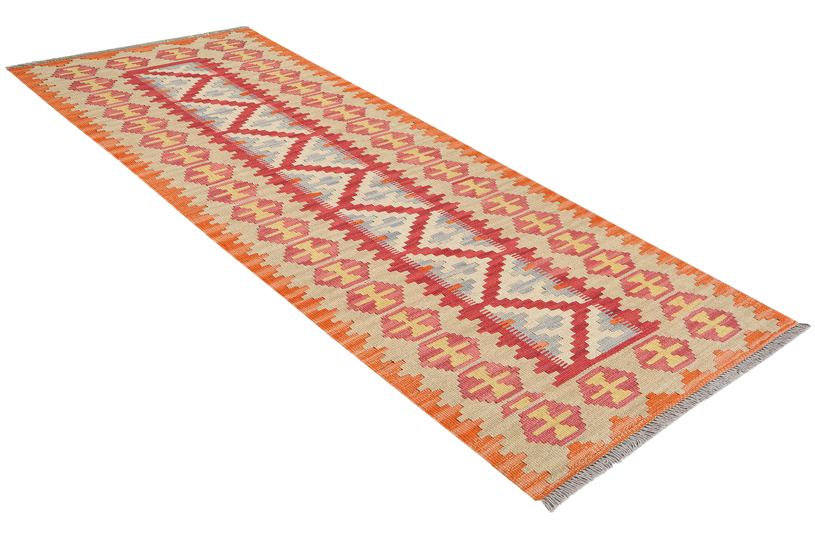 Kelim Gashgai — Handgefertigt, 200x63 cm, Beige, 100% Virgin Wool | View 5