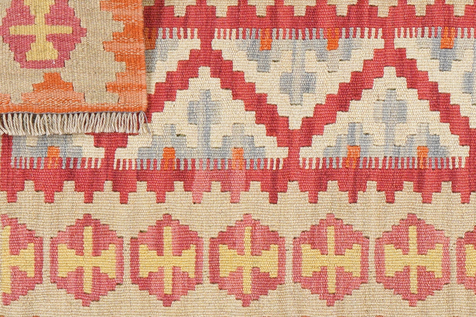 Kelim Gashgai — Handgefertigt, 200x63 cm, Beige, 100% Virgin Wool | View 7