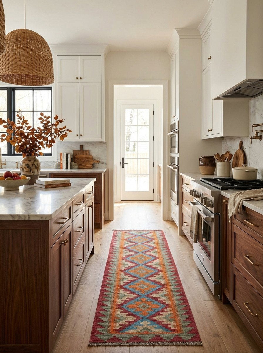 Kelim Gashgai — Handgefertigt, 192x54 cm, Bunt, 100% Virgin Wool | Back view