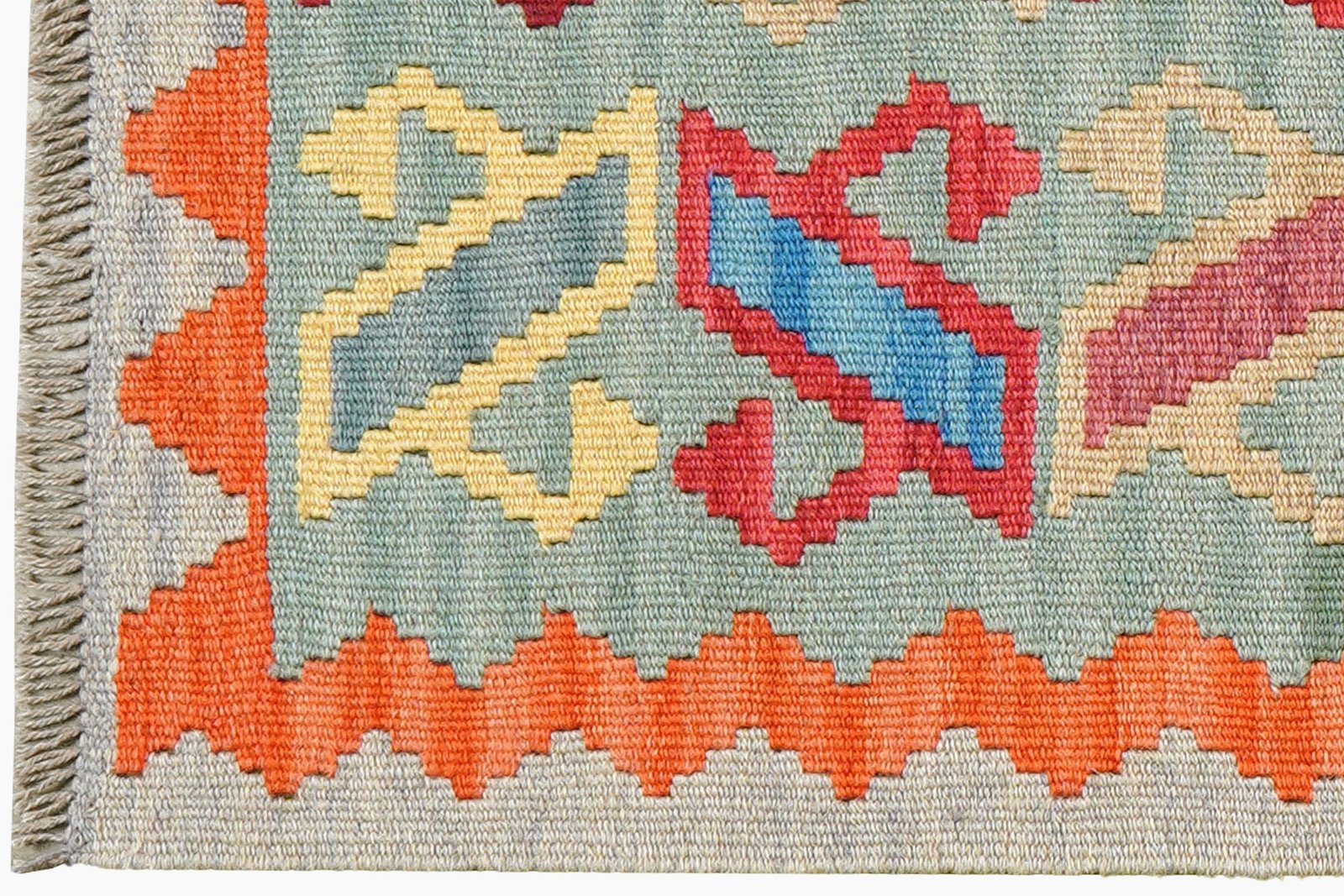 Kelim Gashgai — Handmade, 61x201 cm, Green, 100% Virgin Wool | View 3