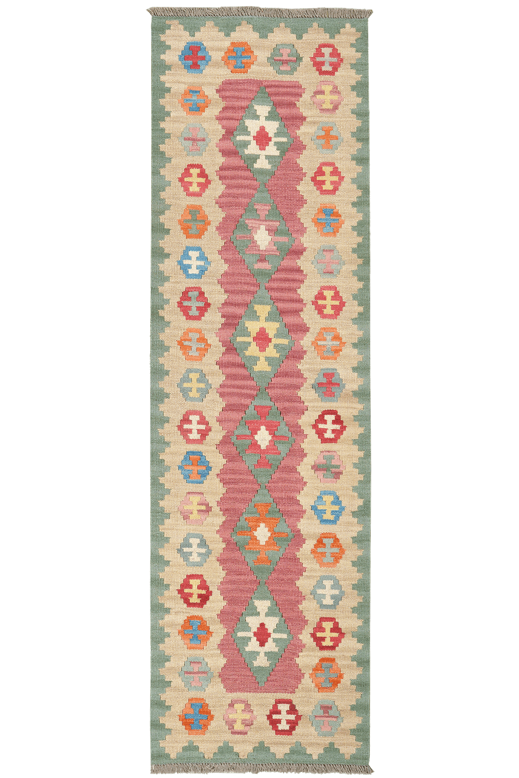 Kelim Gashgai — Handmade, 56x193 cm, Tuerkis, 100% Virgin Wool | Main view