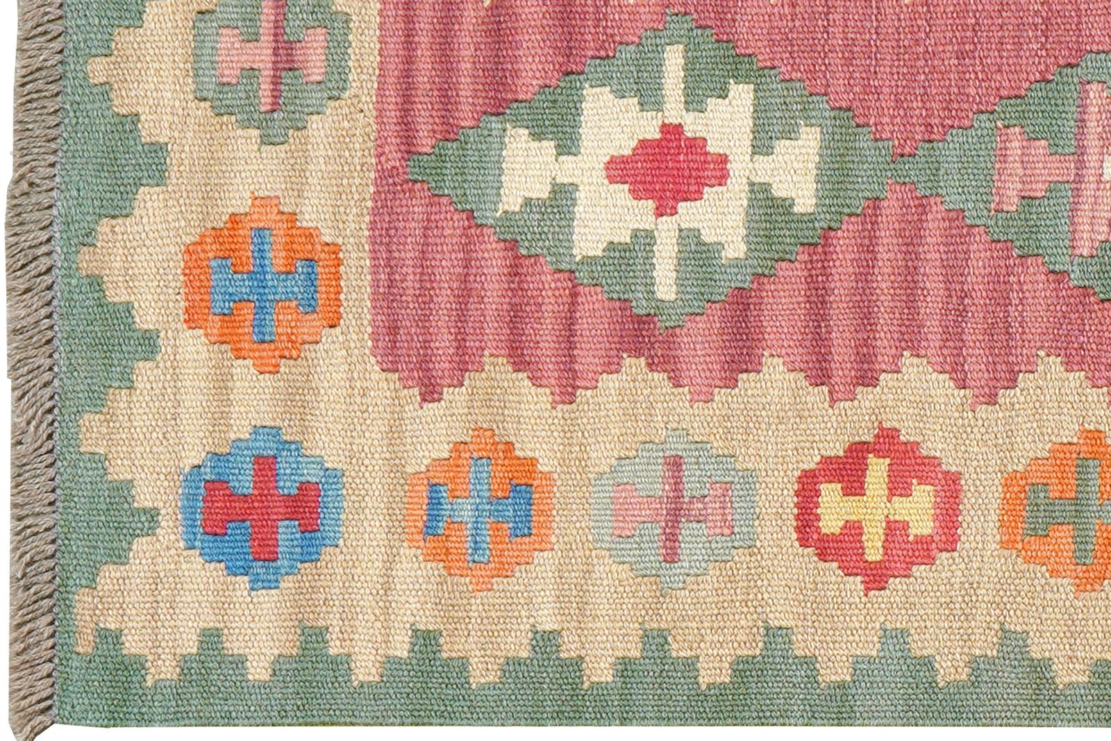 Kelim Gashgai — Handmade, 56x193 cm, Tuerkis, 100% Virgin Wool | View 3