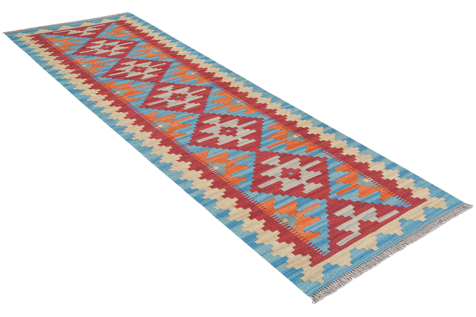 Kelim Gashgai — Handgefertigt, 192x58 cm, Beige, 100% Virgin Wool | View 5