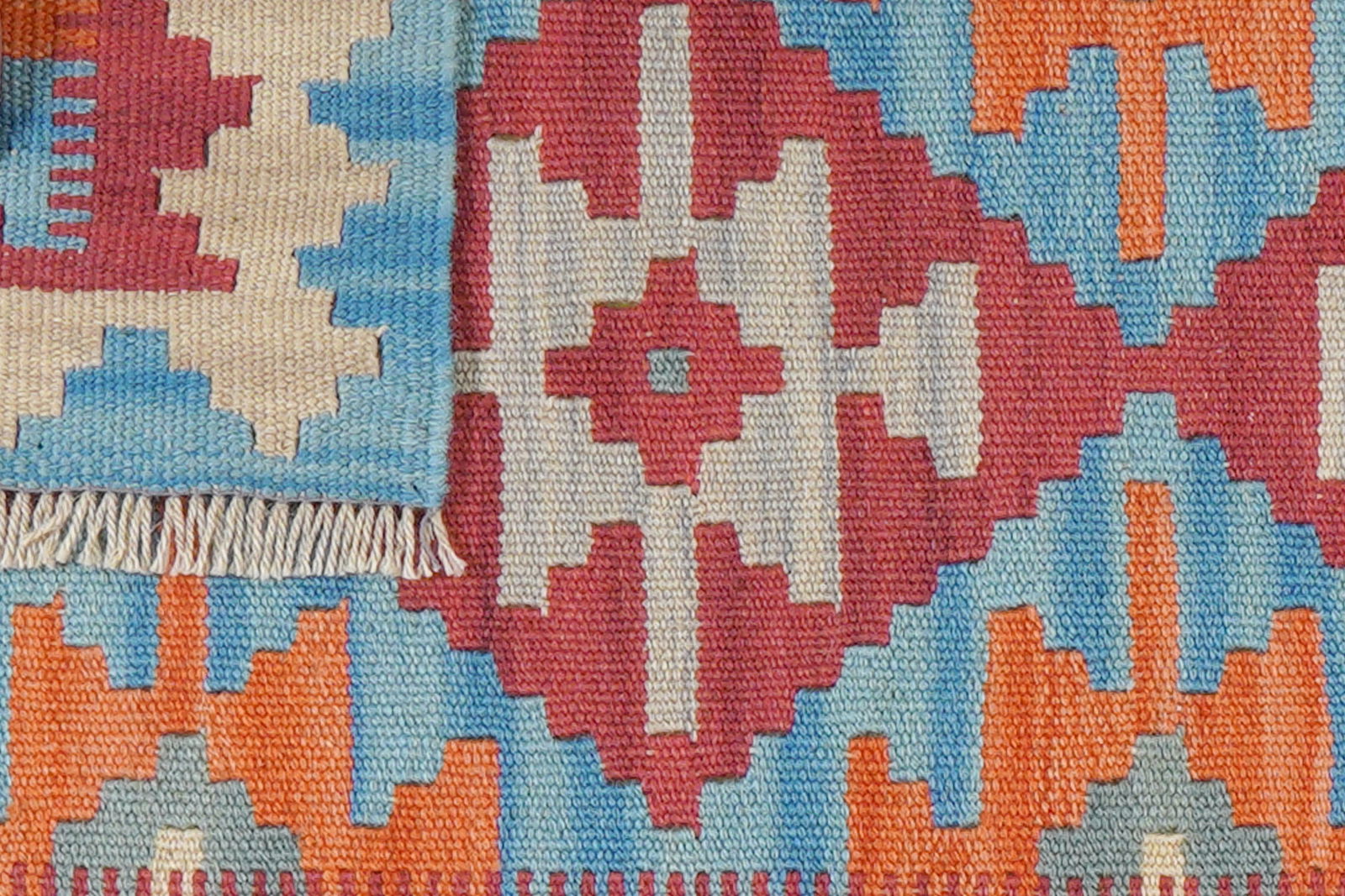 Kelim Gashgai — Handgefertigt, 192x58 cm, Beige, 100% Virgin Wool | View 7